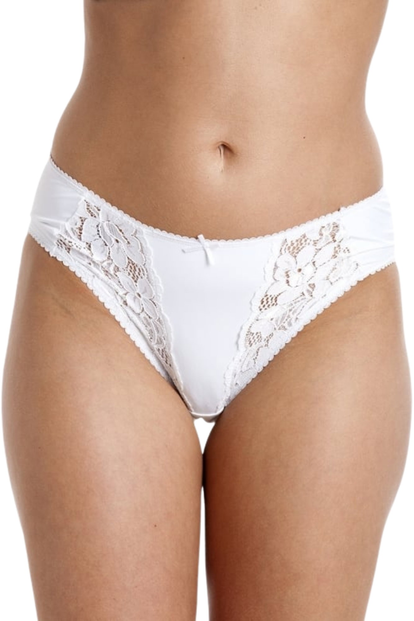 White Camille Lingerie White 3 Pack Sheer Floral Lace Mesh Briefs, Image 1 of 5