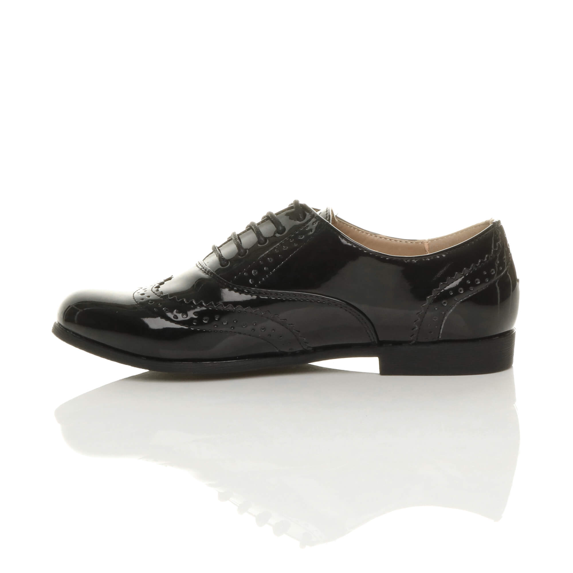 Black Flat Lace Up Oxfords Brogues, Image 3 of 6