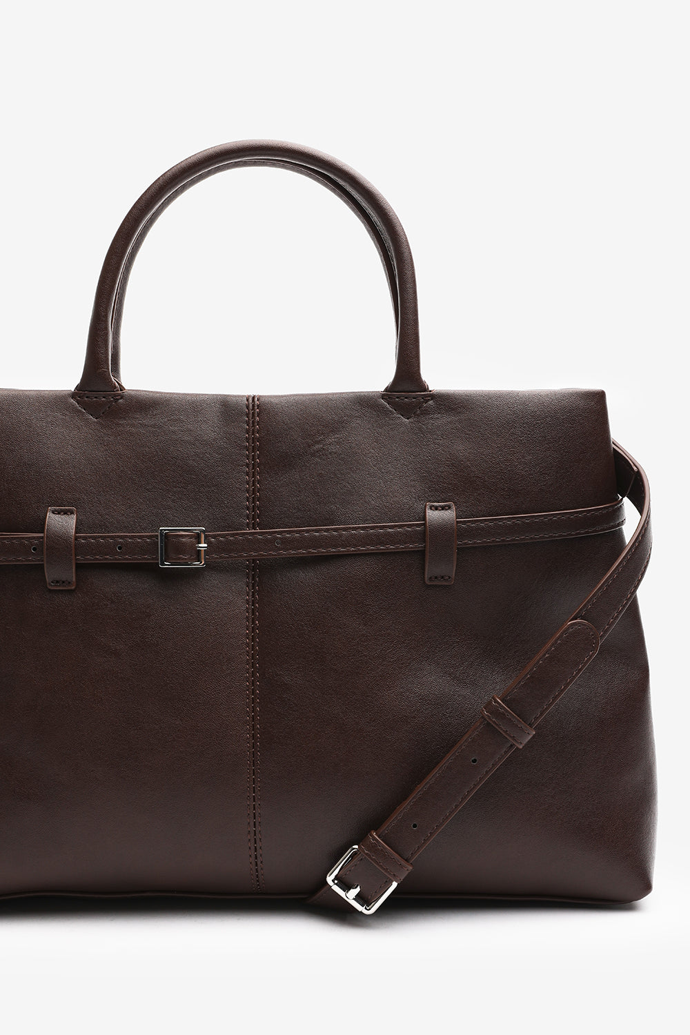 Brown Flores Luxury Structured Leather Tote Bag, Image 4 of 8