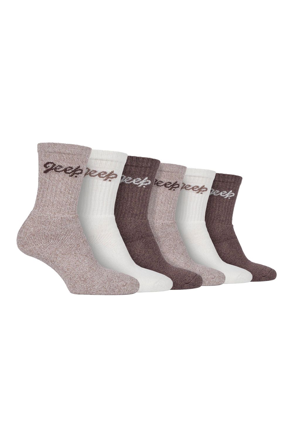 Cream 6 Pack Hiking Breathable Cotton Boot Socks, Image 1 of 3