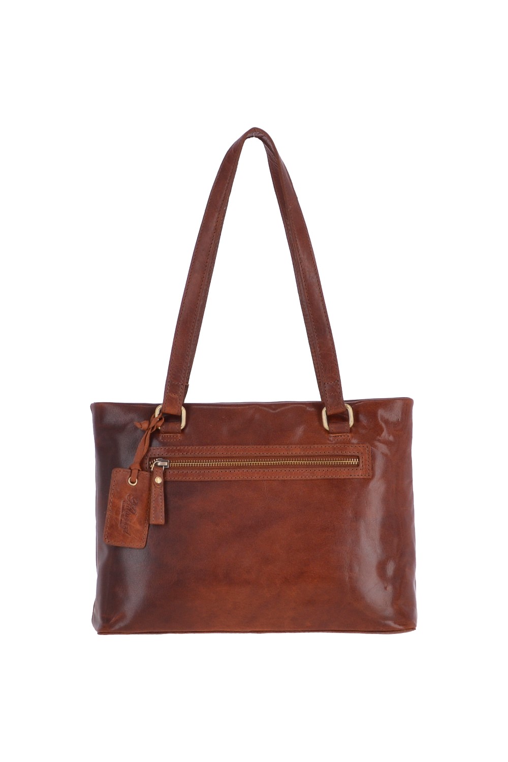Tan Real Leather Vintage Medium Handbag, Image 1 of 3