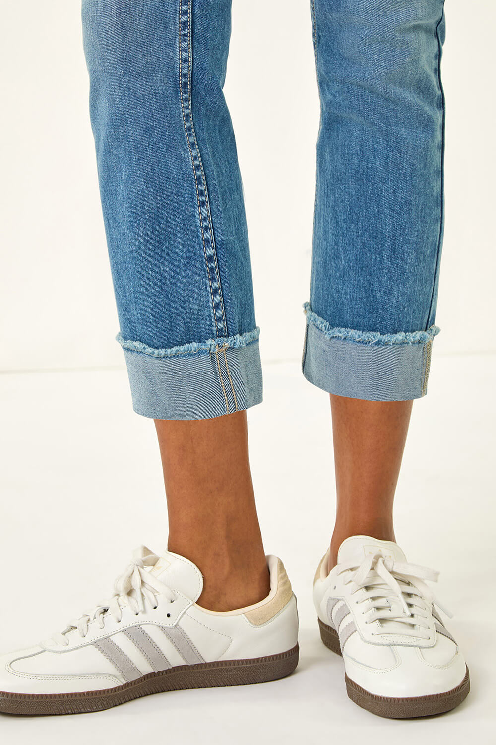 Denim Slim Leg Turn Up Stretch Jeans, Image 6 of 5