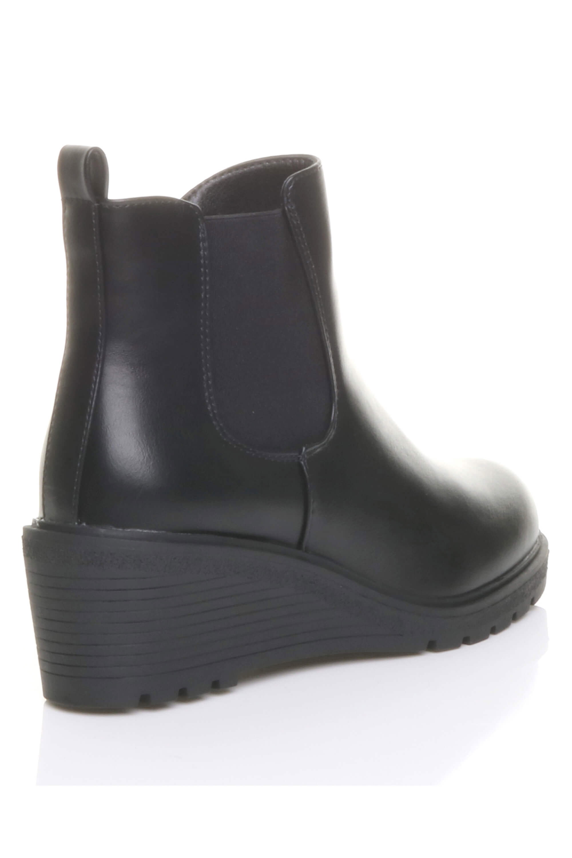 Black AJVANI Black High Wedge Heel Ankle Chelsea Boots, Image 4 of 6