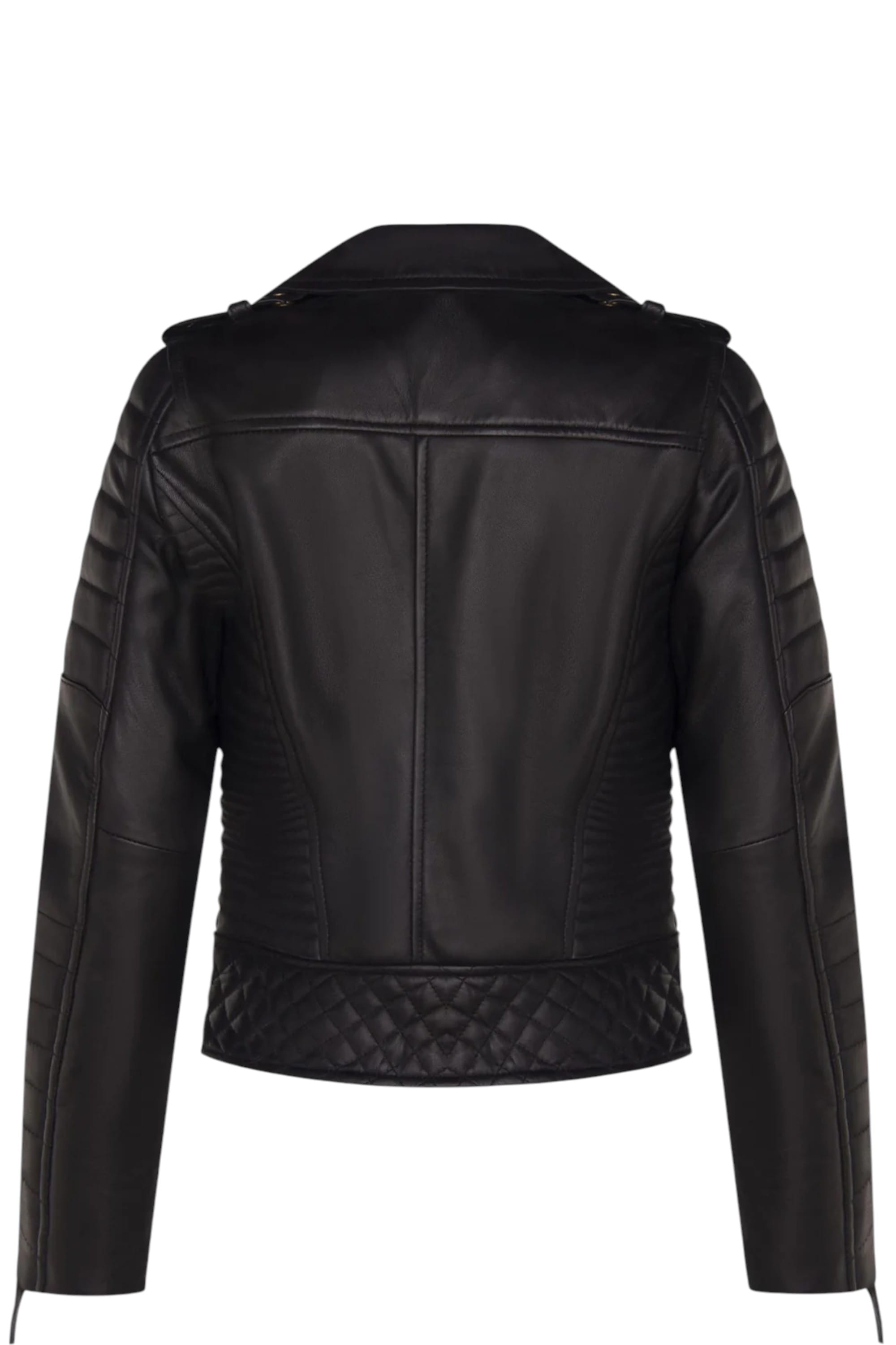Gold Leather Quilted Brando Biker Jacket, Image 3 of 4
