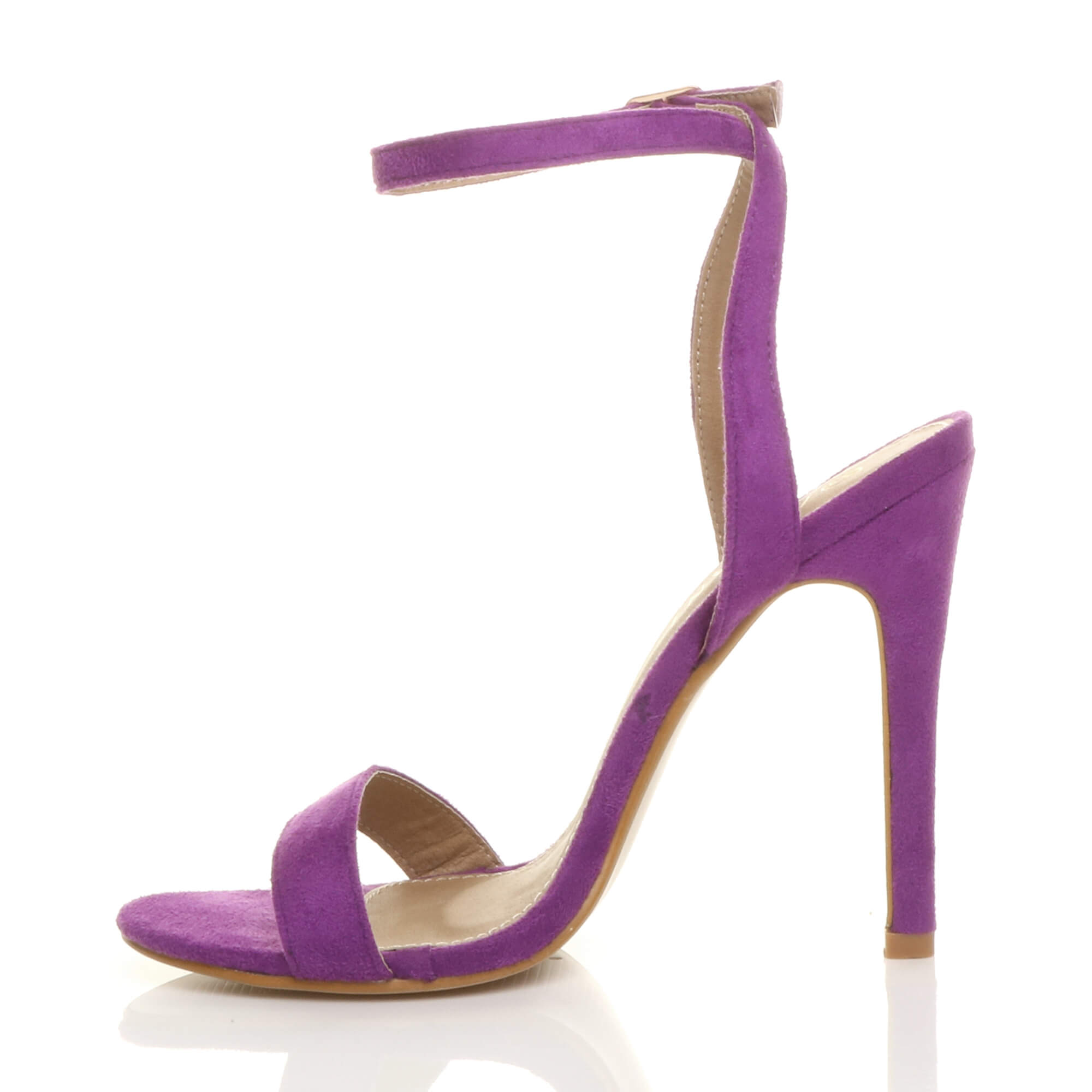 Purple AJVANI Purple High Heel Ankle Strap Barely There Sandals, Image 3 of 5