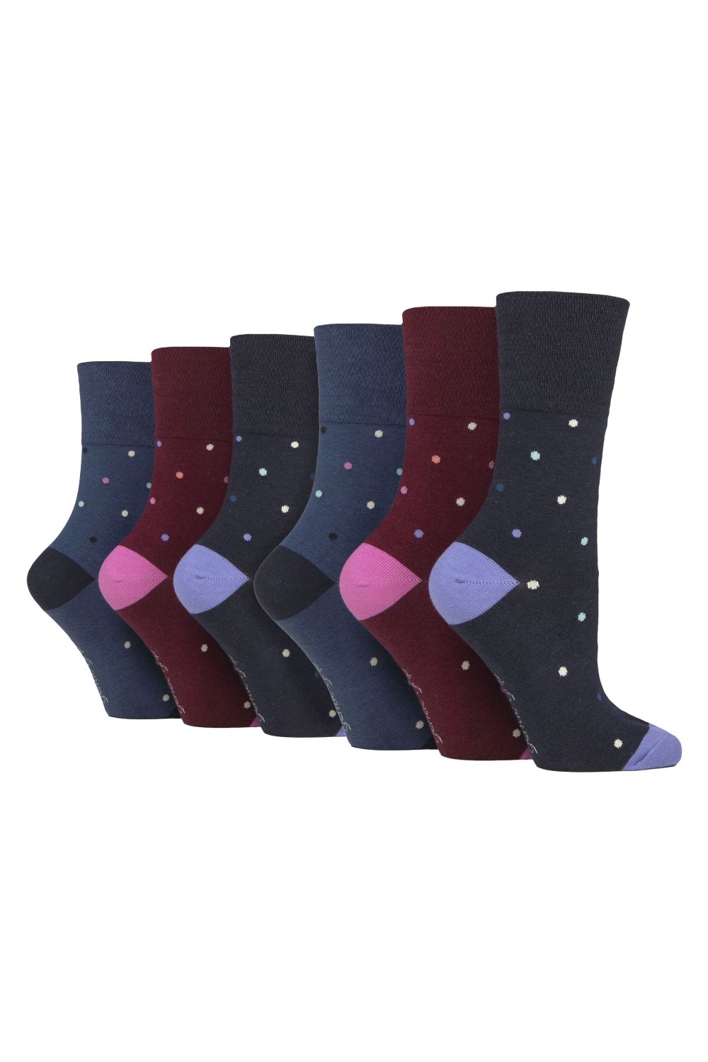 Charcoal 6 Pairs Patterned Non-Binding Cotton Socks, Image 1 of 4