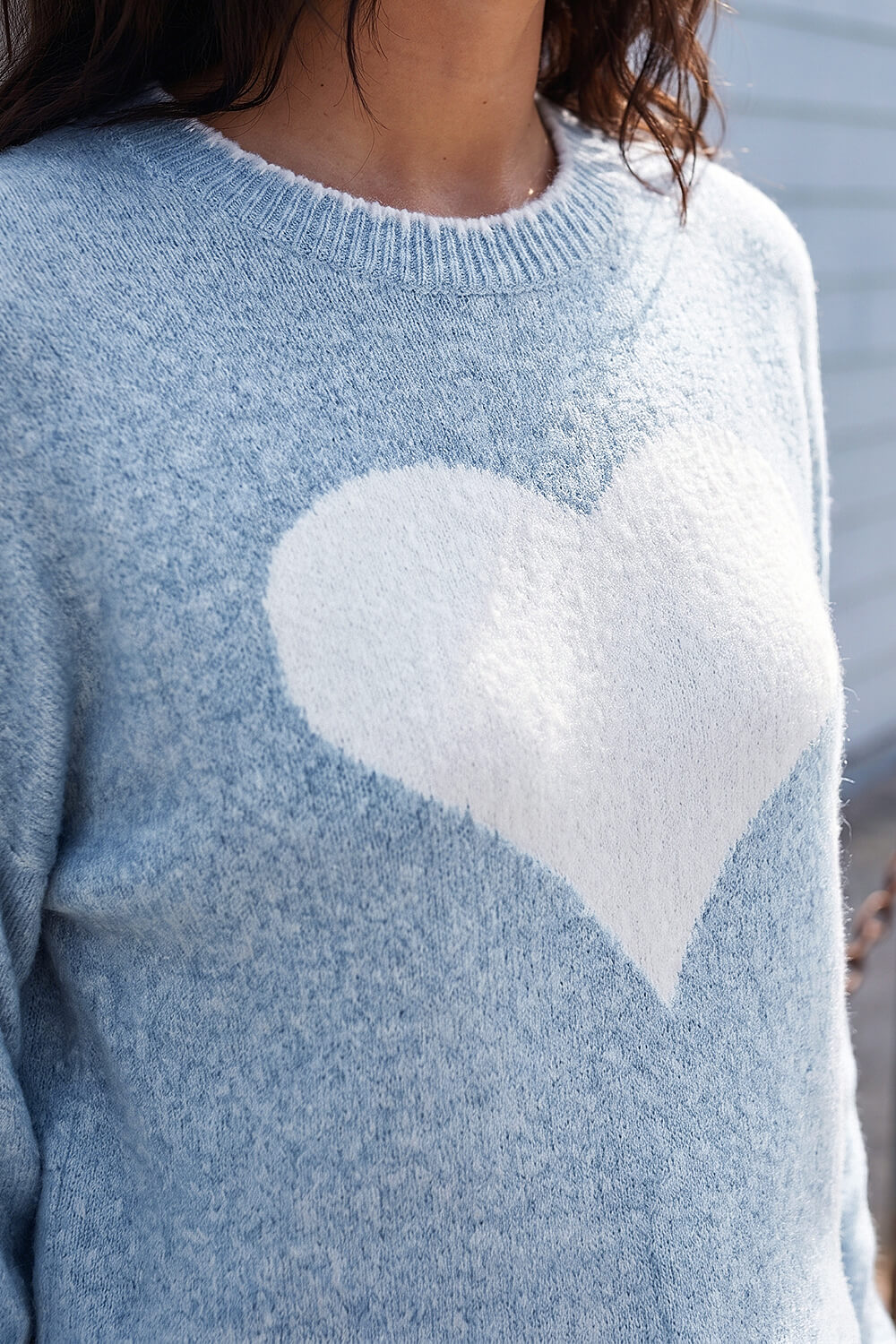 Light Blue Contrast Stitch Heart Jumper, Image 5 of 4