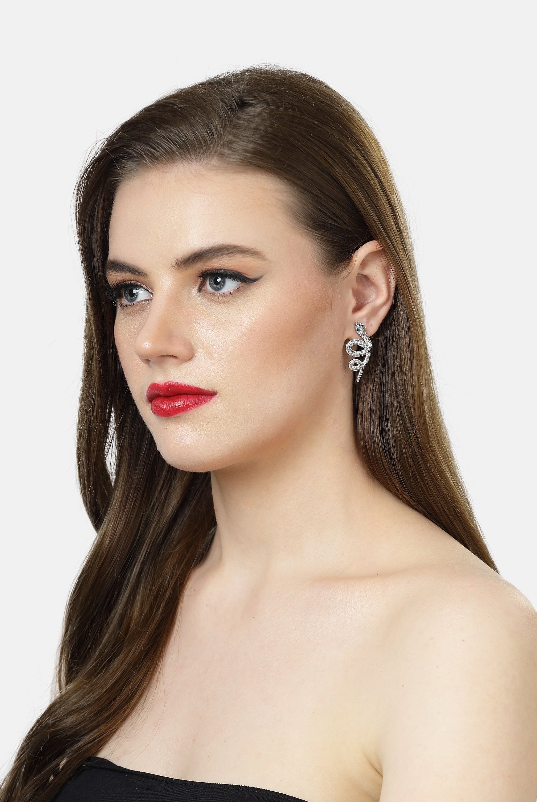Silver Silver colored Serpent Earrings, Image 4 of 4