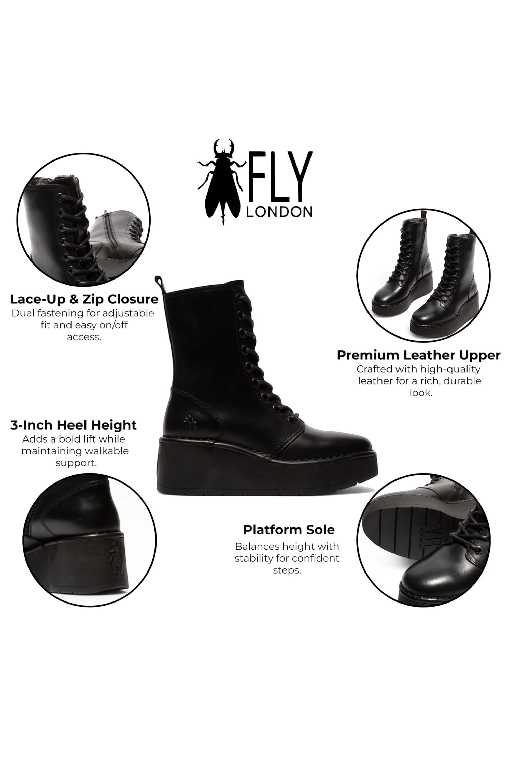 Black Womens Soft Platform Ankle Boots-HAIT273, Image 3 of 5