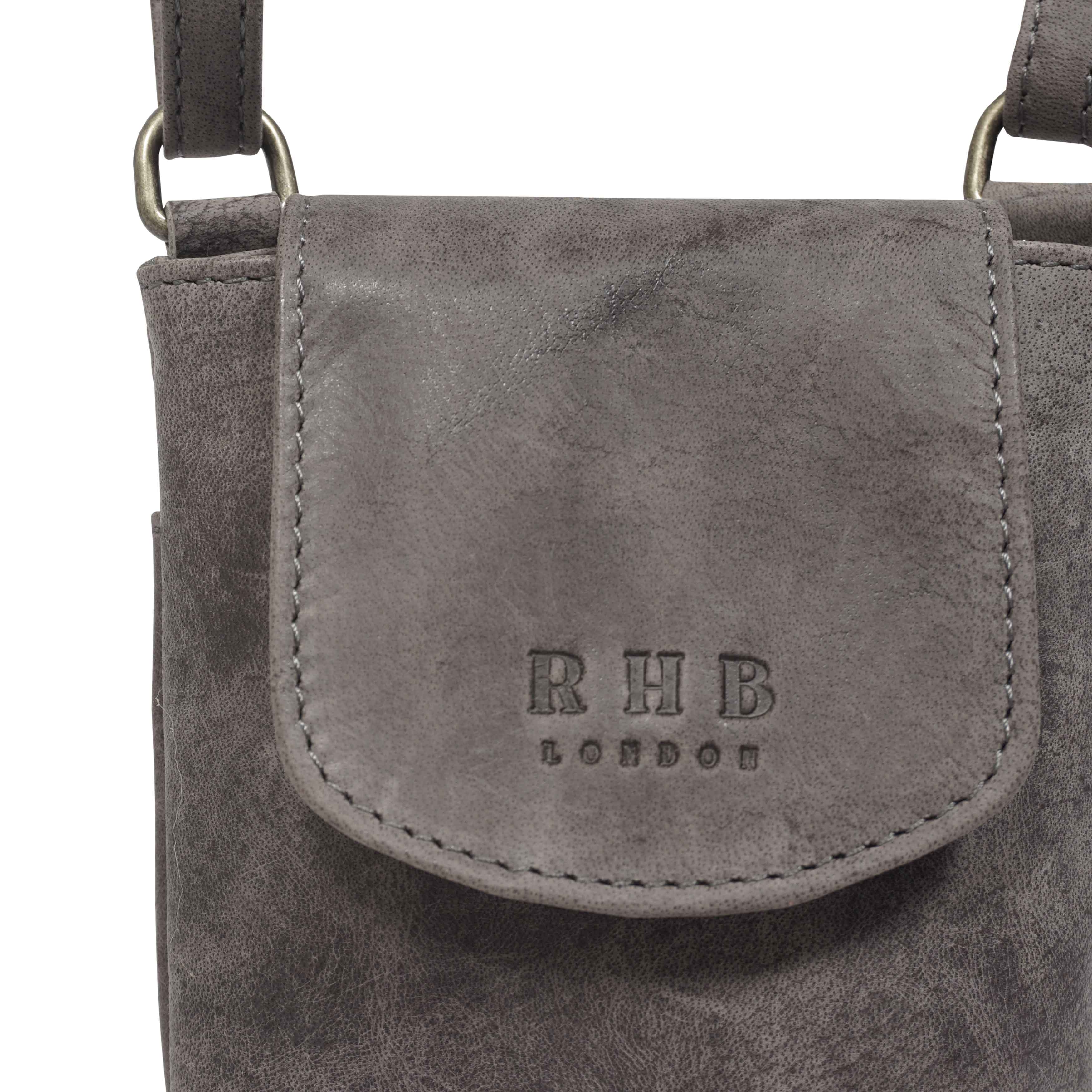 Light Grey 'THEA' Real Leather Mobile Phone Crossbody Bag, Image 3 of 6