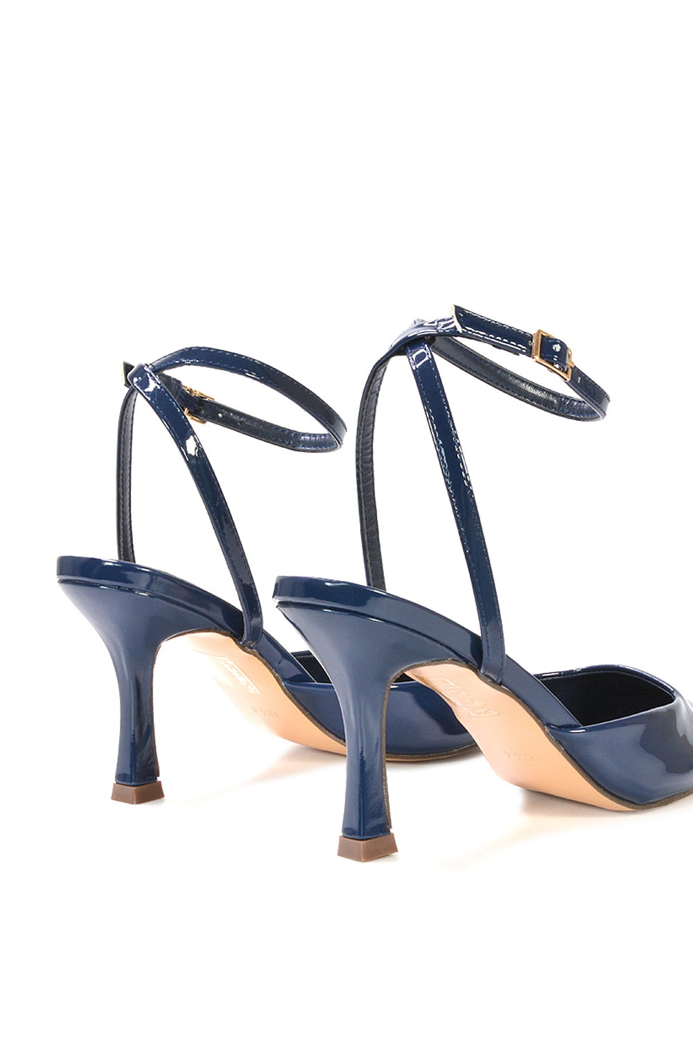 Navy 'Tori' Pointed Toe Stiletto Heels With Ankle Strap, Image 5 of 6