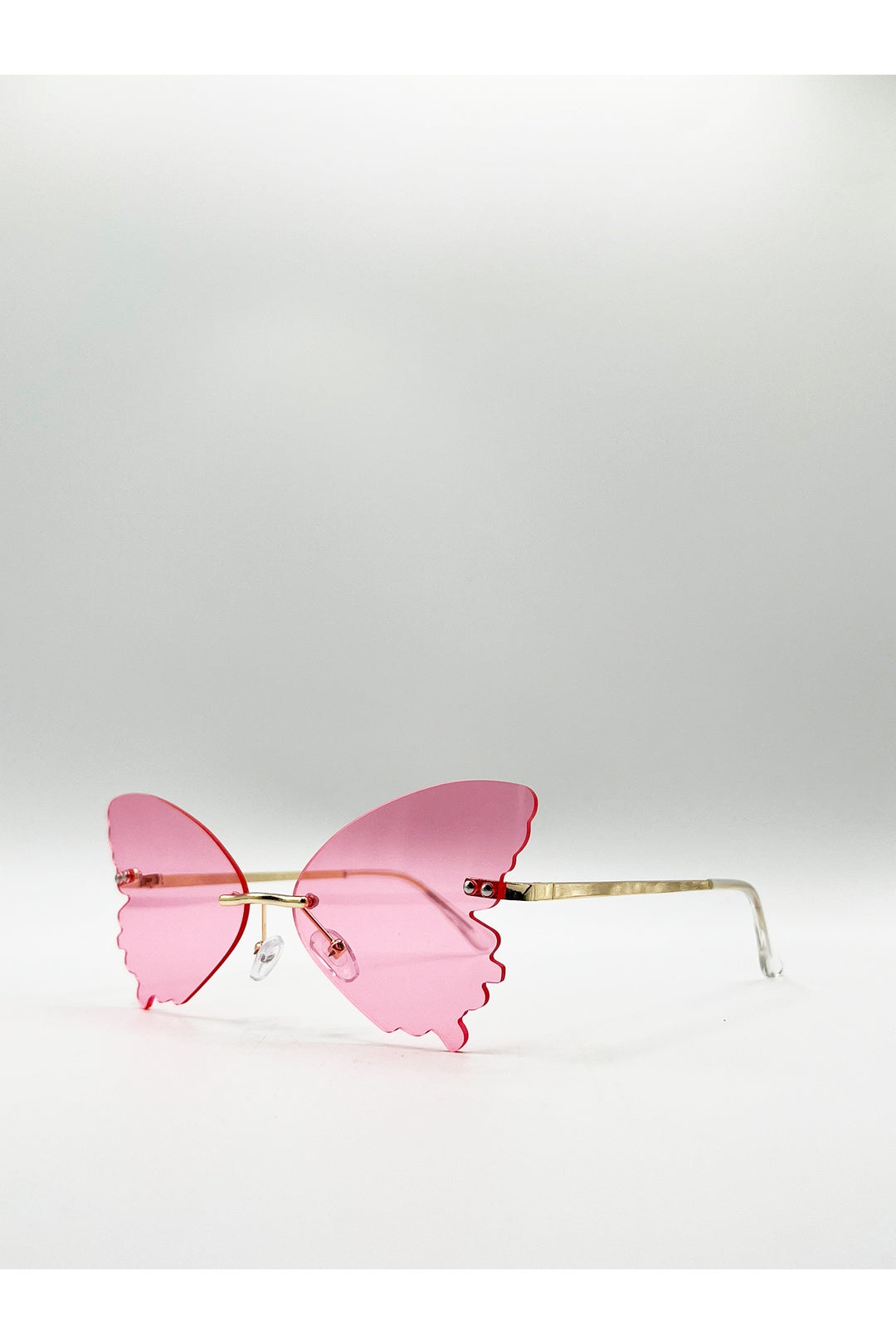 Pink Frameless Pink Butterfly Sunglasses, Image 4 of 6