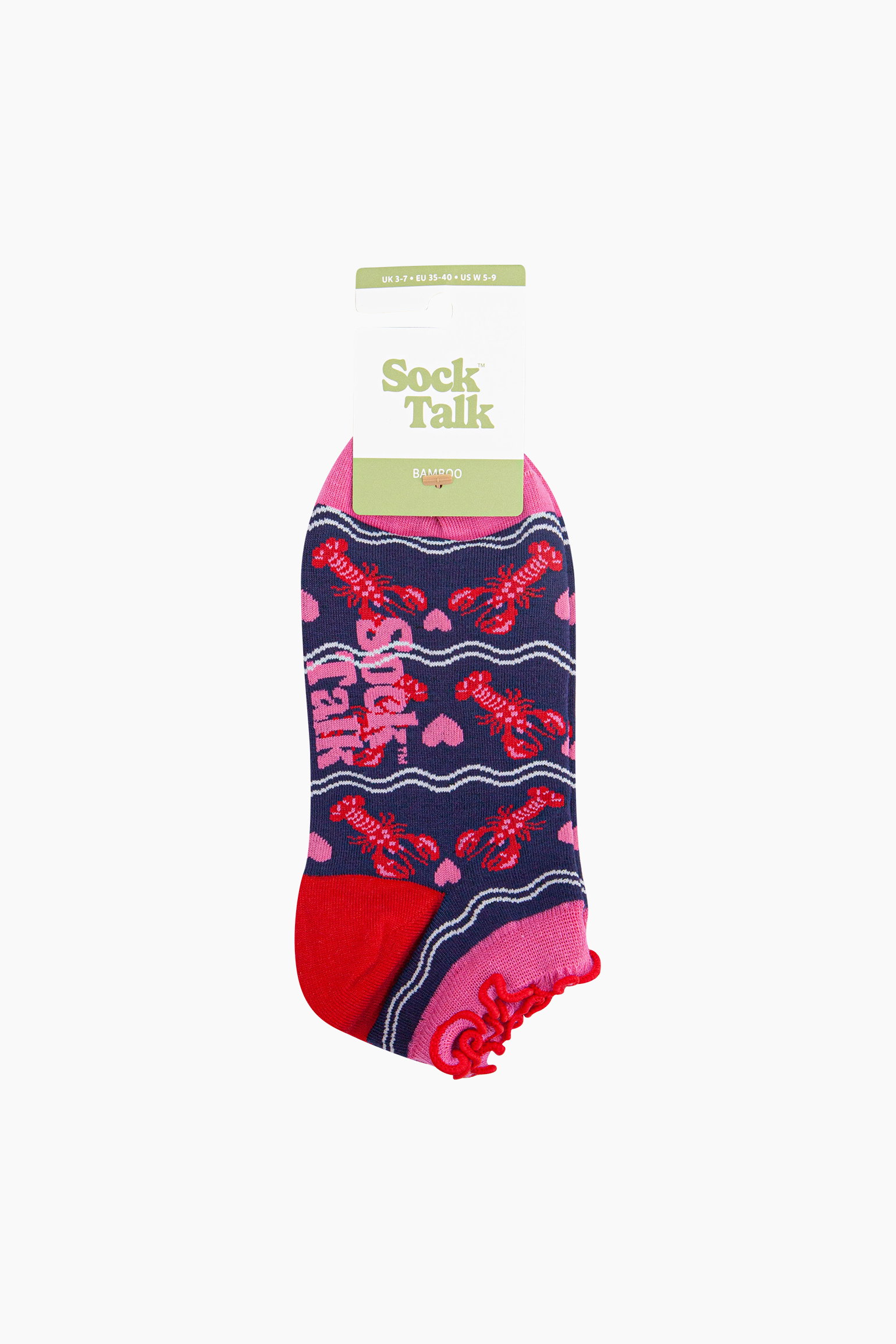 Navy Blue Lobsters in Love Bamboo Trainer Socks, Image 4 of 4