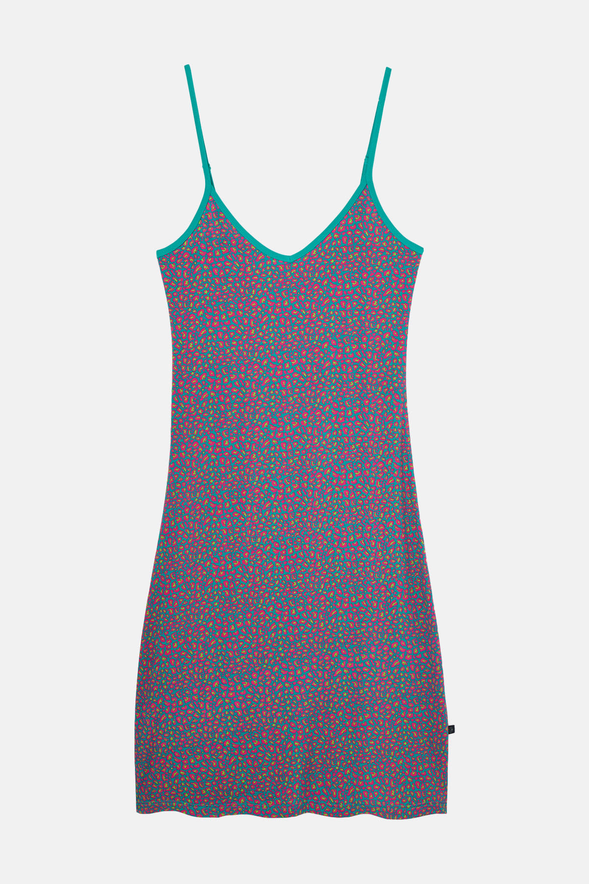Teal British Boxers Teal "Spectra Leopard" Bamboo Strappy Nightdress, Image 4 of 4