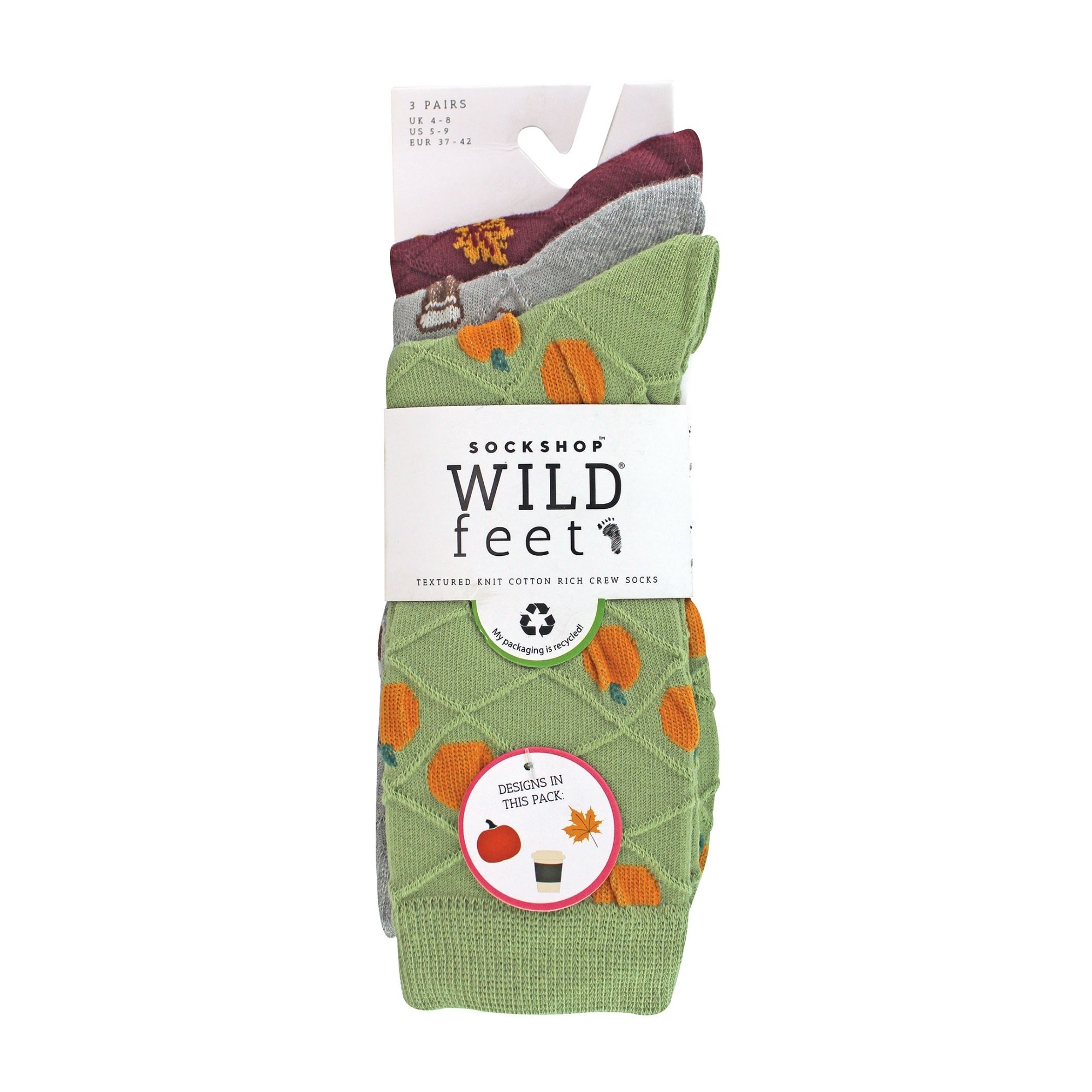 Grey 3 Pack Fashionable Texture Knit Cotton Socks, Image 3 of 3