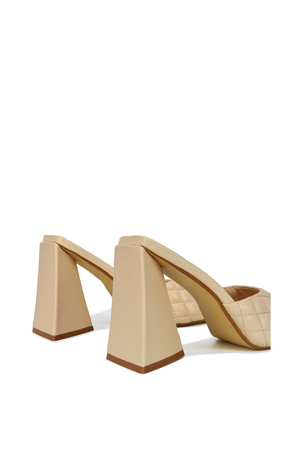 Beige XY LONDON Beige 'Maylin' Quilted Square Toe Sculptured Flared High Heels, Image 2 of 5