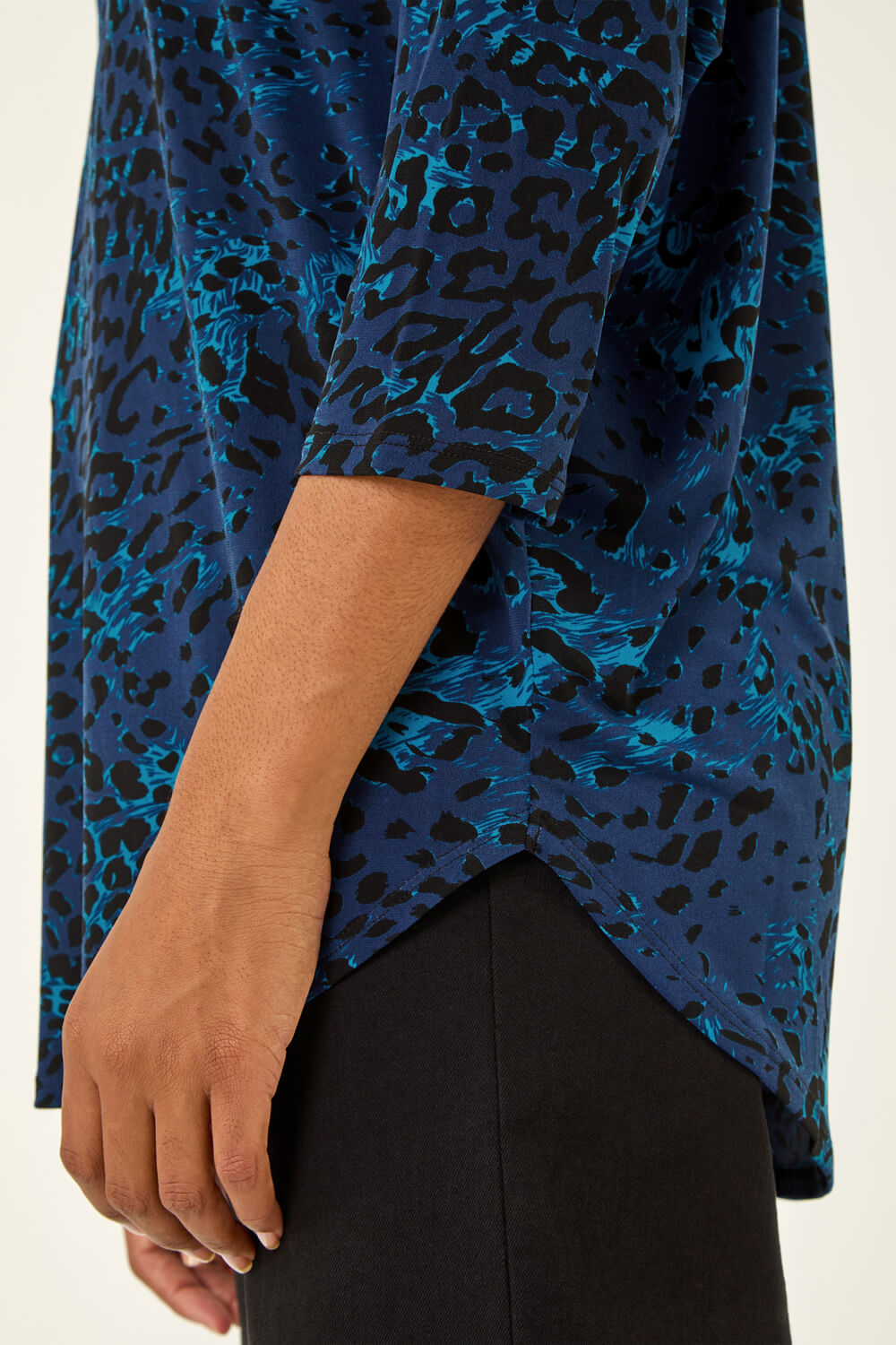 Blue Animal Print Stretch Top, Image 6 of 5