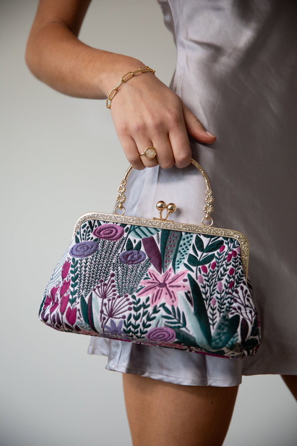 Multi Floral Embroidered Clutch Bag