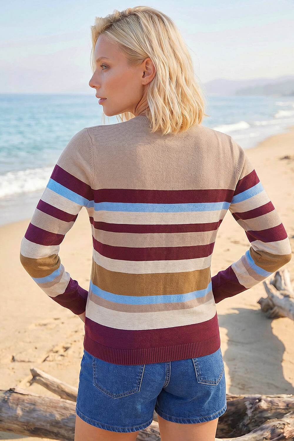 Wine Petite Stripe Jumper, Image 4 of 4