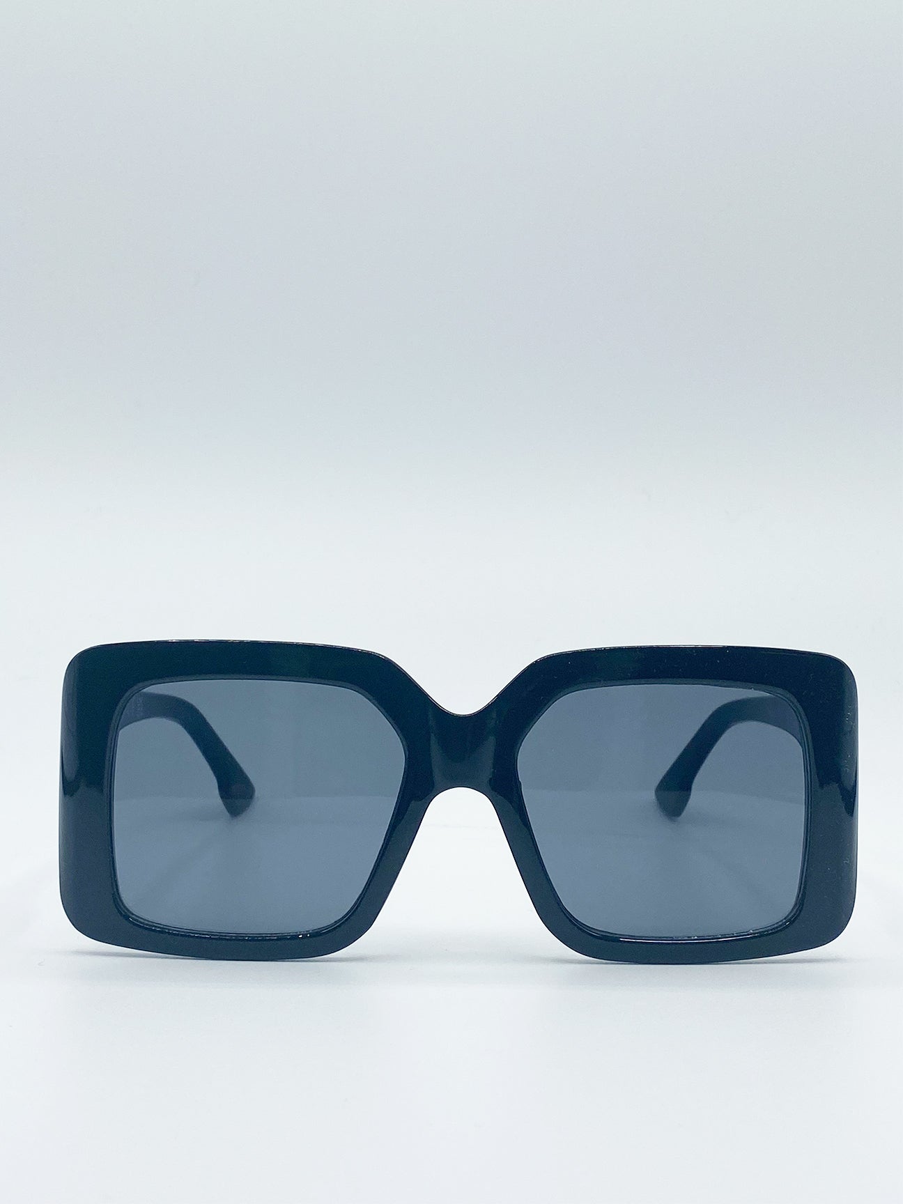 Black Oversized Plastic Frame Square Sunglasses, Image 1 of 1
