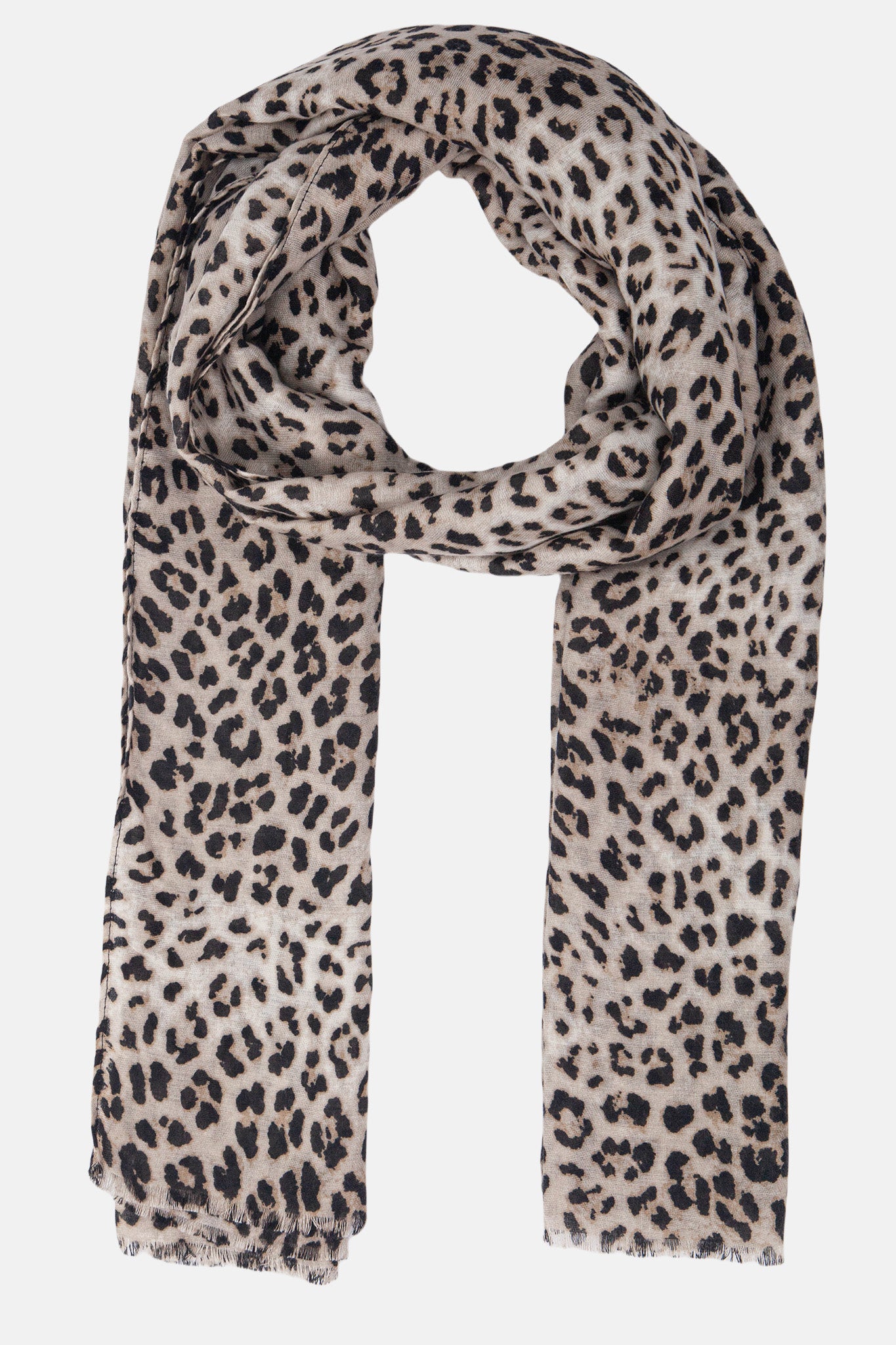 Cream Leopard Print Lightweight Scarf, Image 1 of 3