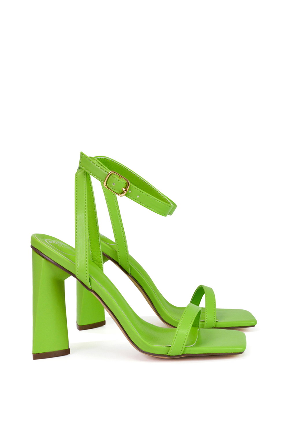 Green 'Max' Strappy Square Toe Sculptured Block High Heel Sandals, Image 2 of 5