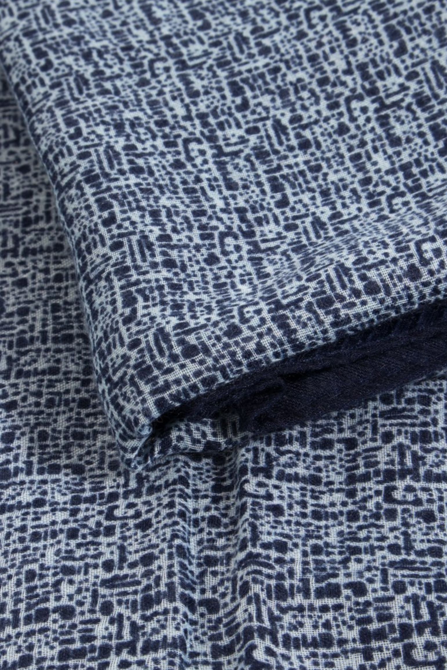 Navy Blue Speckled Bordered Lightweight Scarf, Image 3 of 3