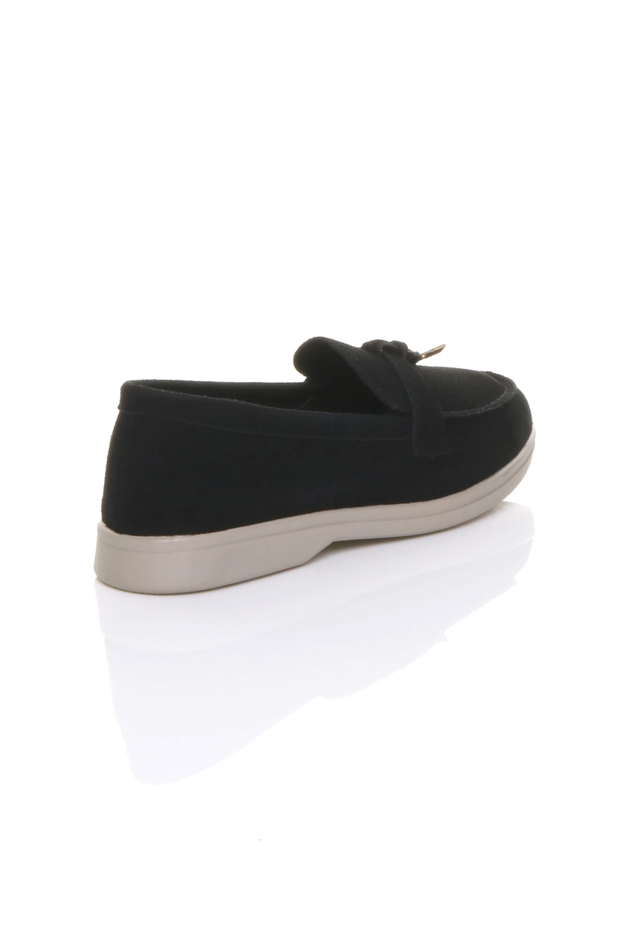 Black AJVANI Black Flat Slip On Smart Loafers, Image 4 of 4