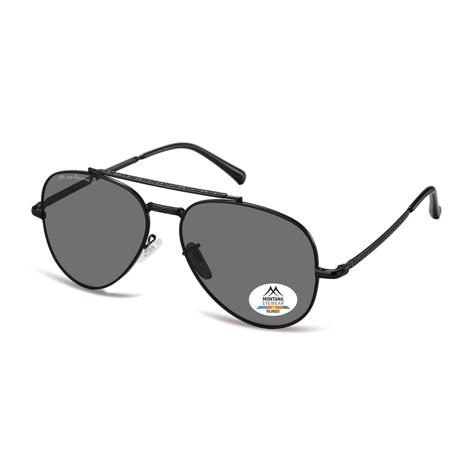 Aviator Shiny Black Smoke Grey Polarized MP185, Image 2 of 3