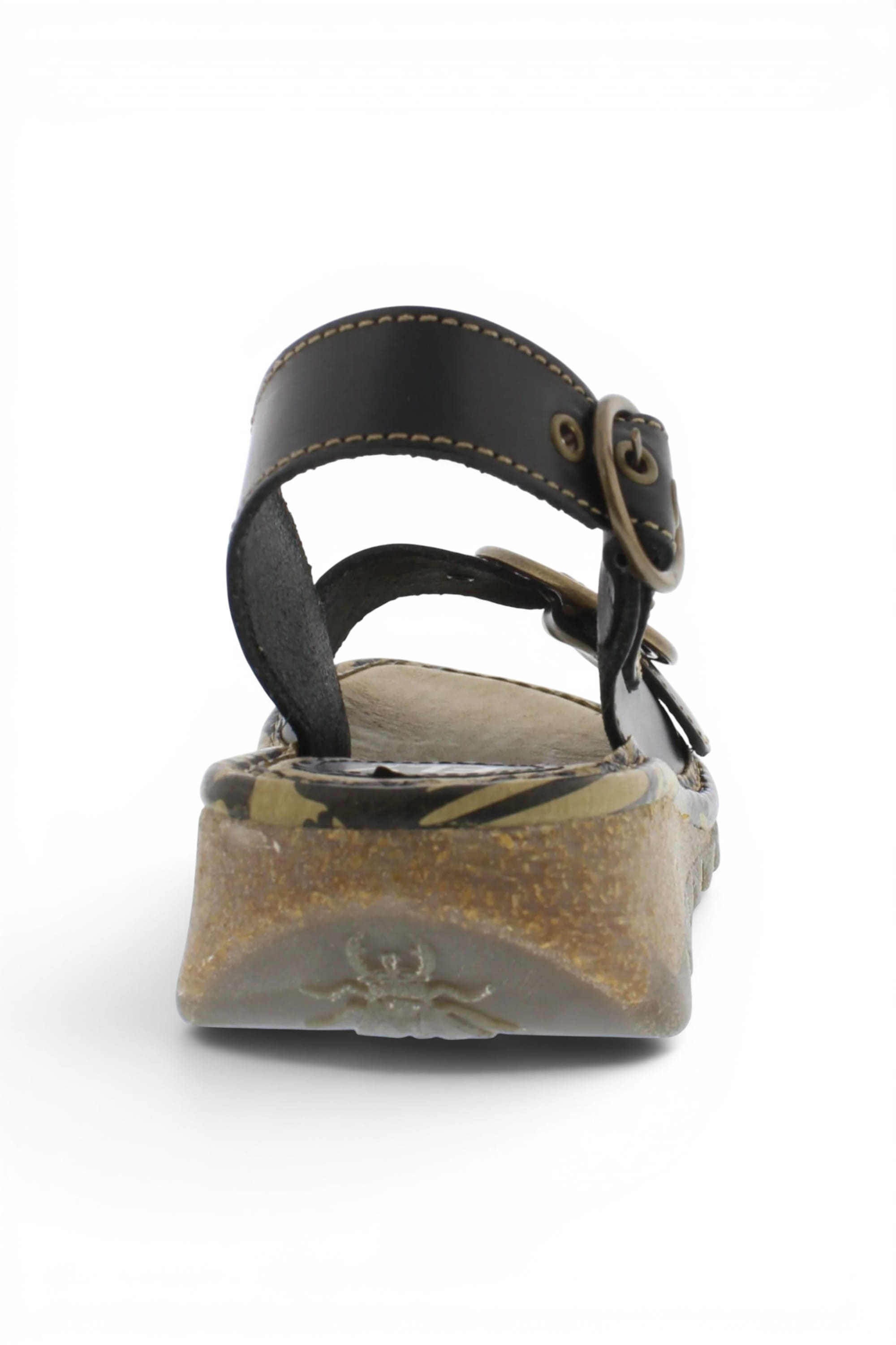 Black Womens Comfort Wedge Sandals-TRAM723FLY, Image 7 of 7