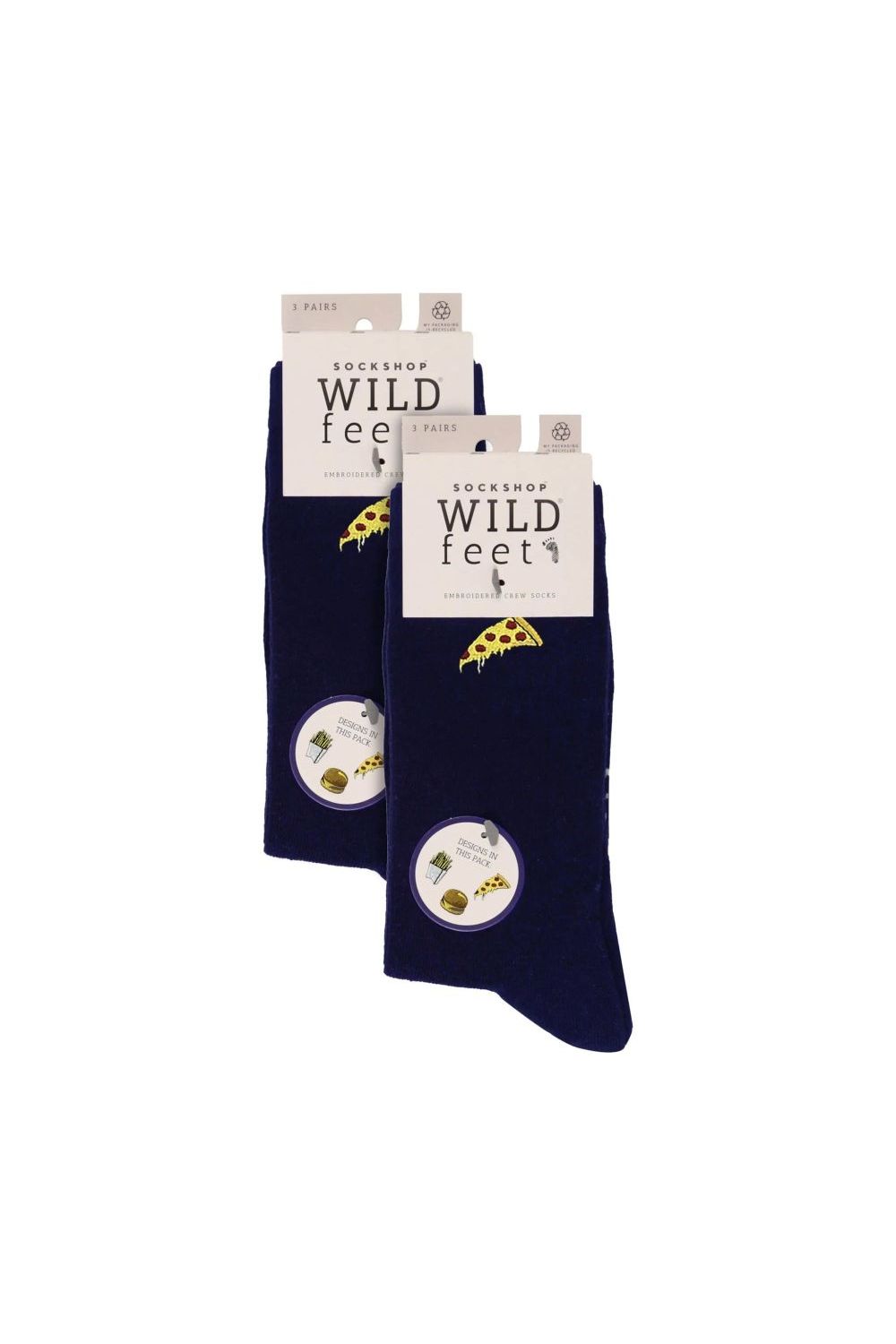 Navy 6 Pack Embroidered Crew Socks, Image 2 of 3