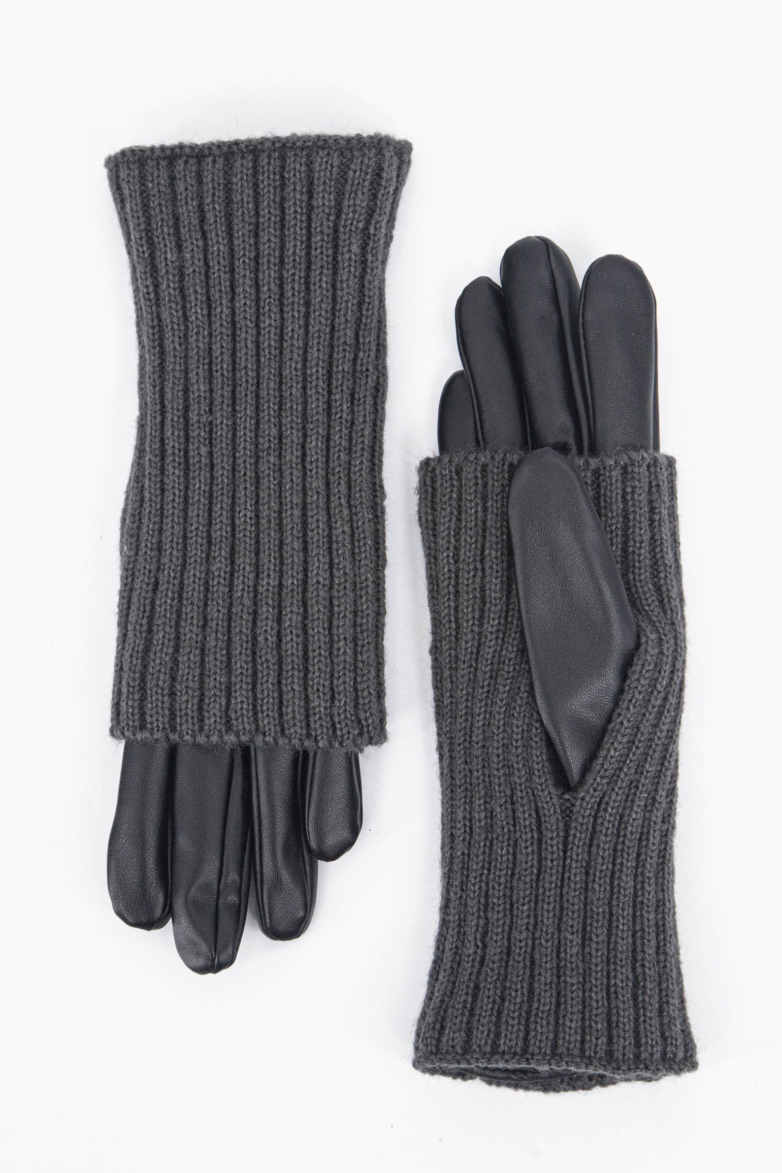 Black Folding Cuff Winter Gloves, Image 2 of 4