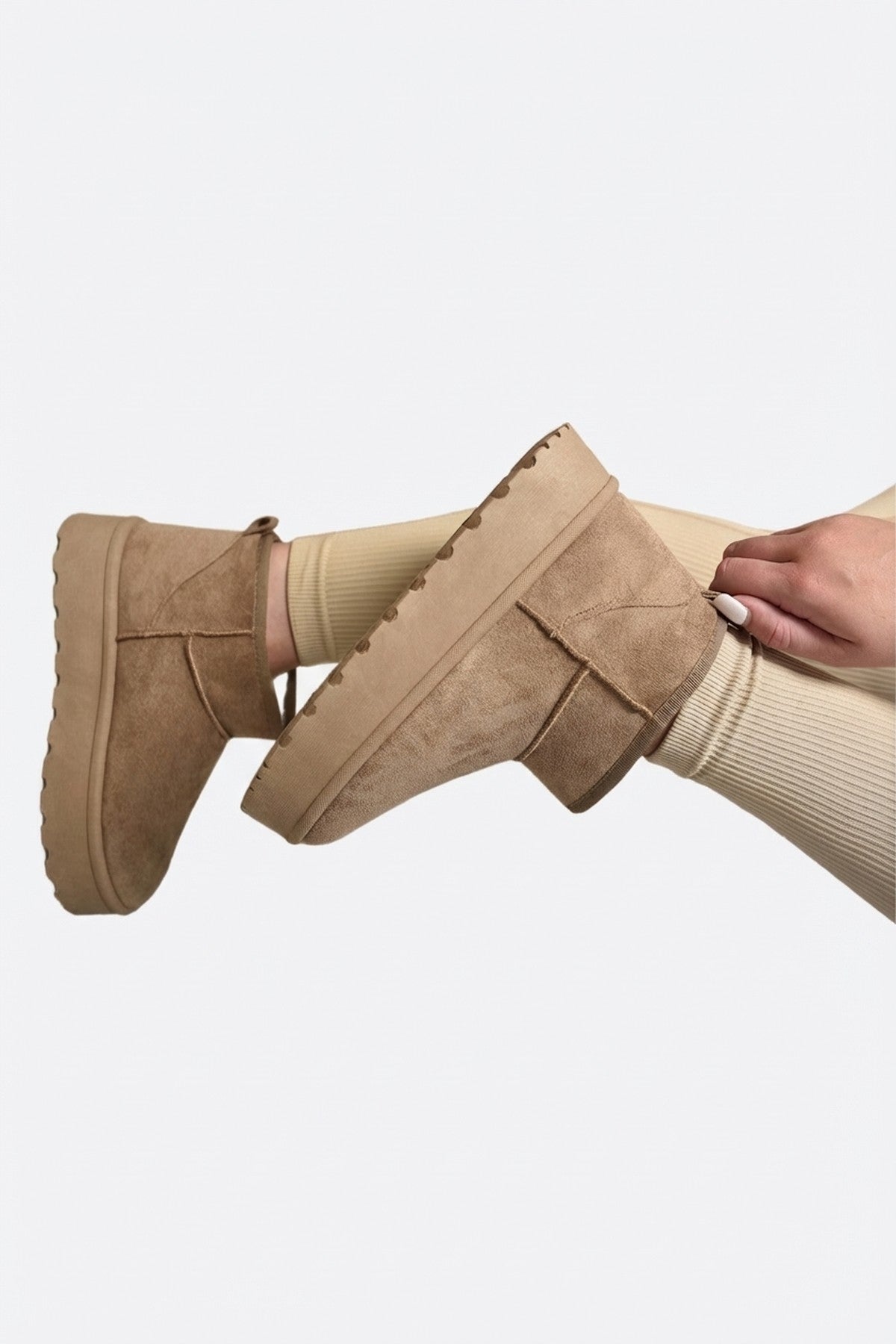 Camel Jazlyn Faux Fur Lined Ankle Platform Mini Boots, Image 2 of 8