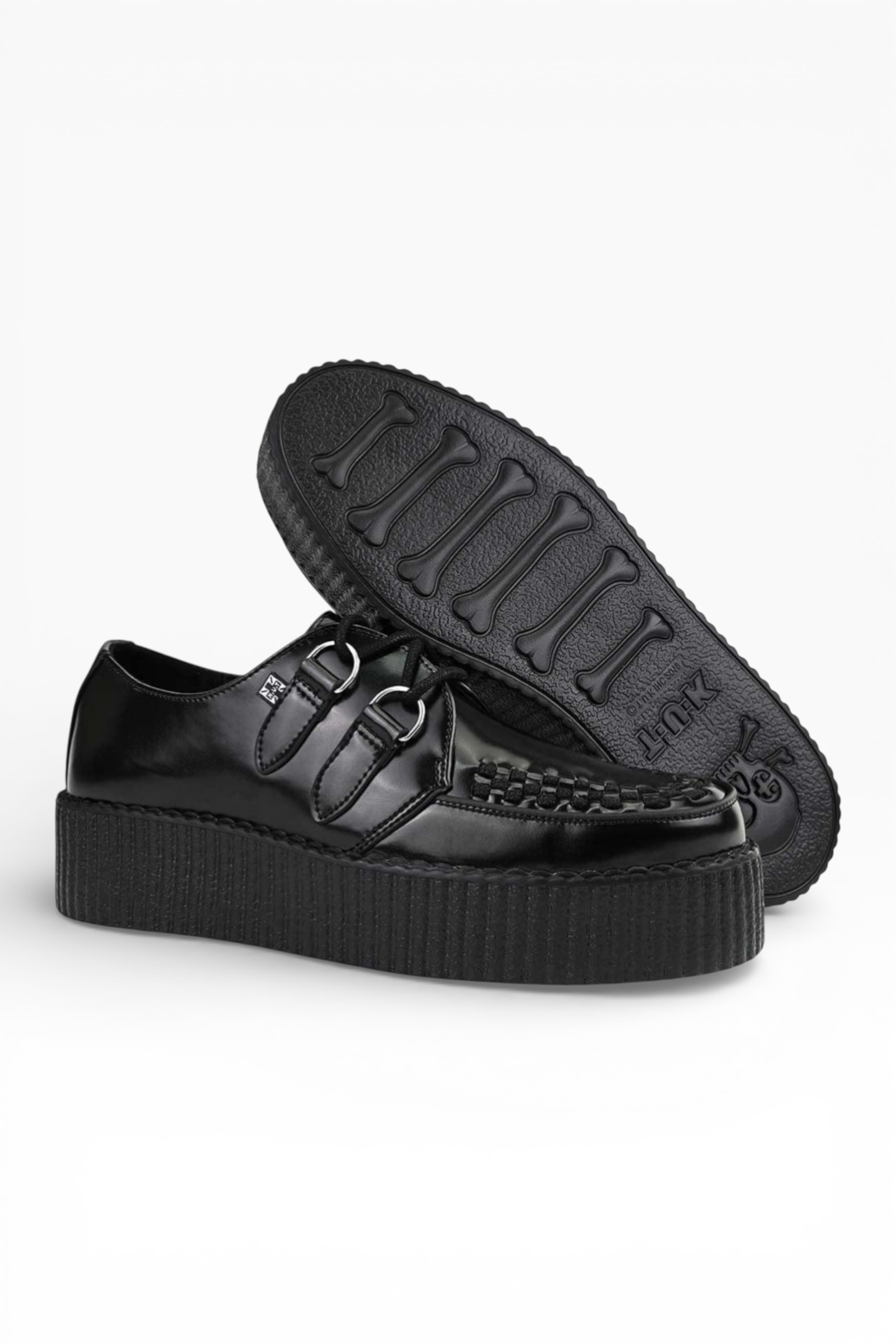 Black TUK Footwear Black Viva High Creeper Leather Goth Shoes, Image 4 of 7