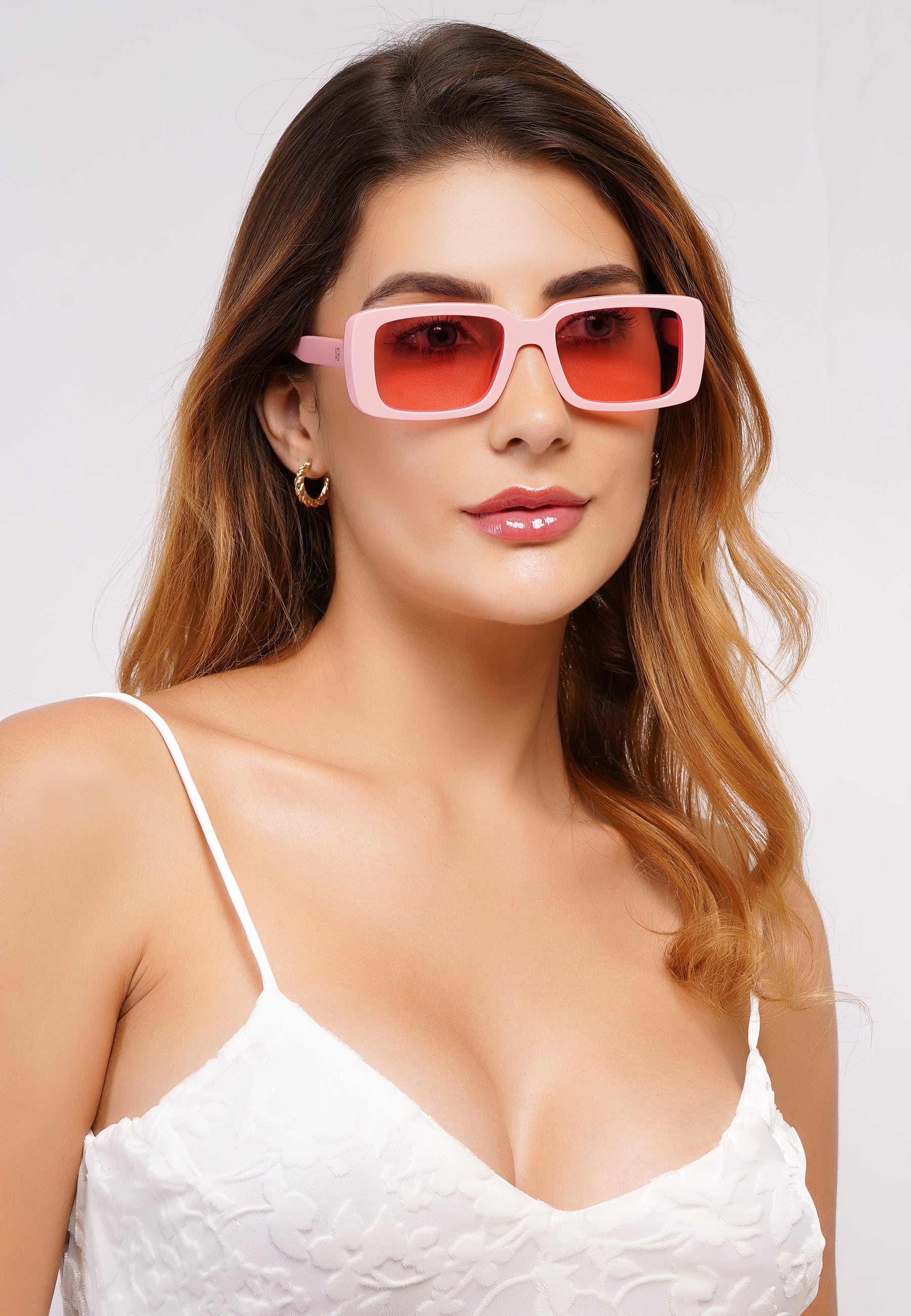Pink AVANT-GARDE PARIS Pink Retro-Inspired Bold Rectangle Sunglasses, Image 6 of 7