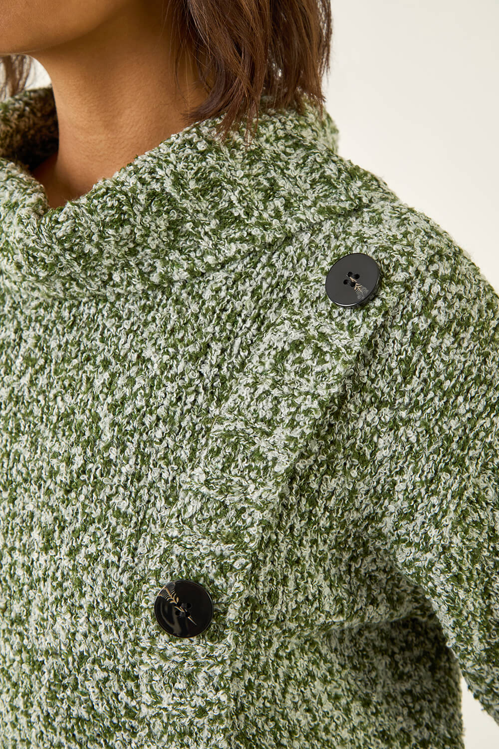 Green Roll Neck Button Detail Jumper, Image 6 of 5