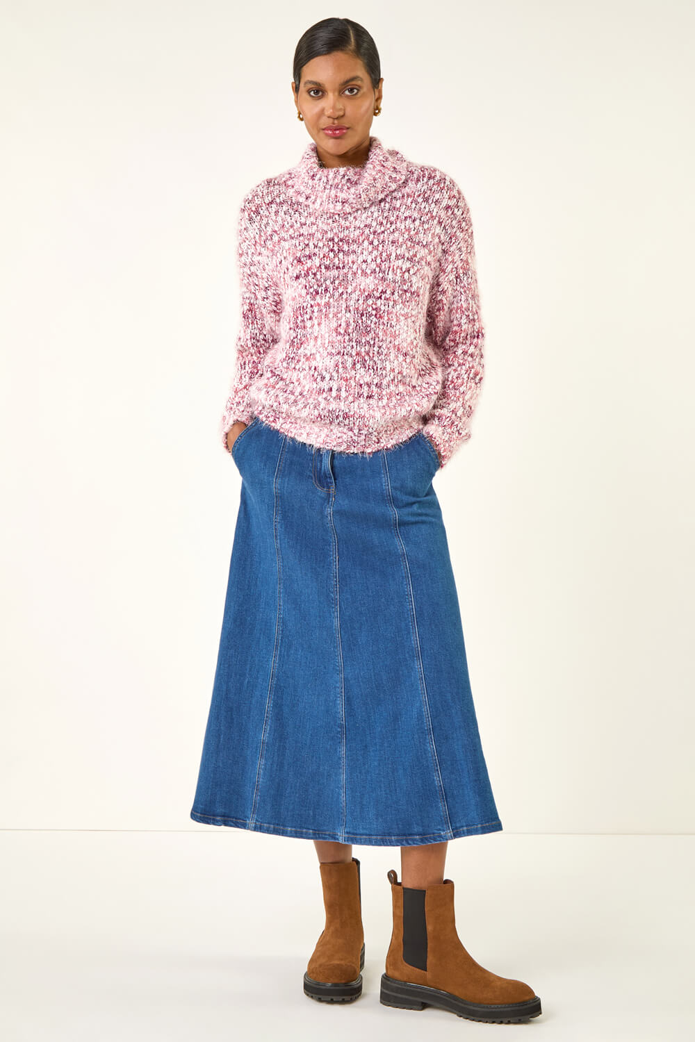 Pink Speckled Soft Fluffy Knit Jumper, Image 3 of 5