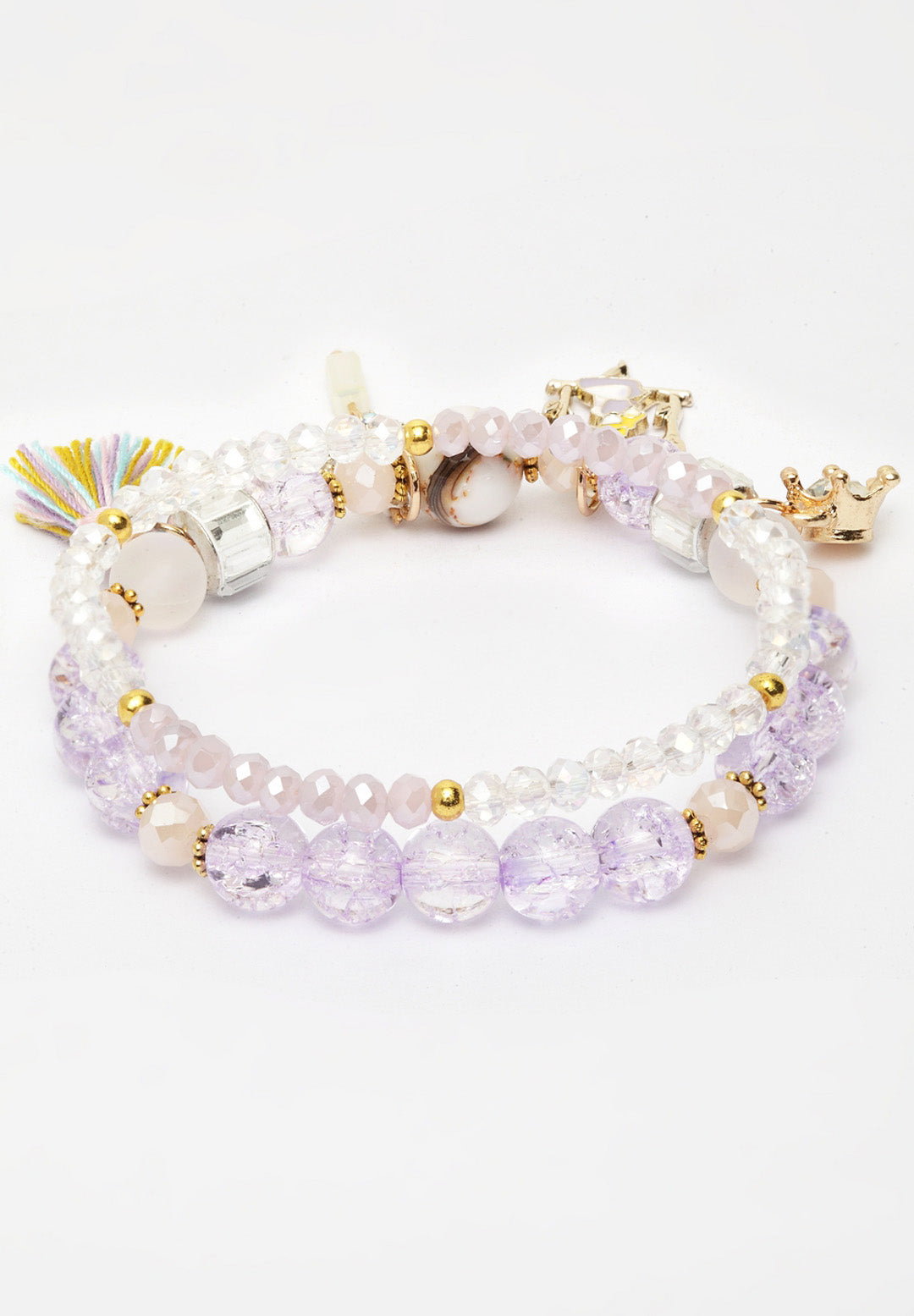 Purple Double String Boho Bracelets With Tassel And Charms, Image 3 of 5