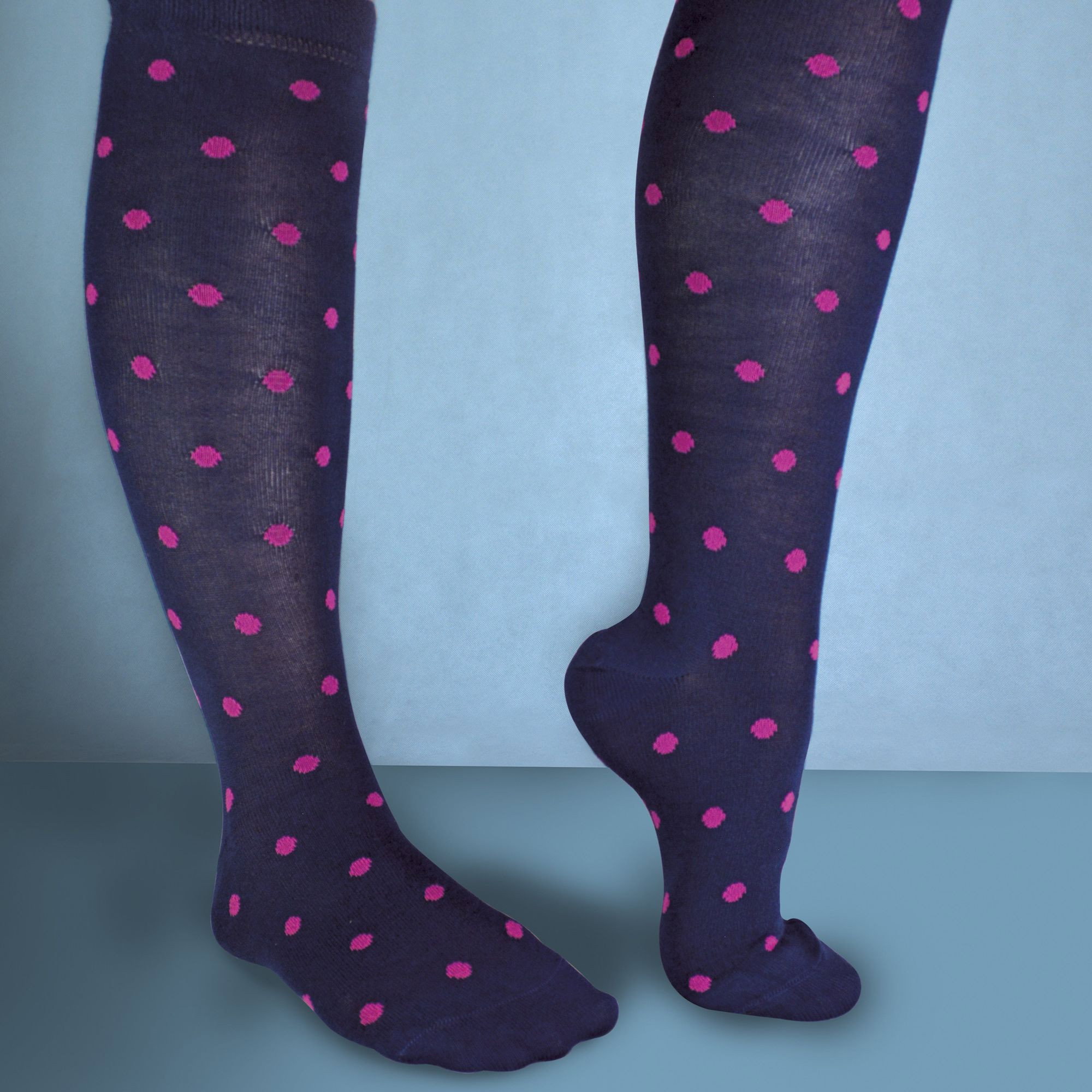 Multi 2 Pack Ladies Rainbow Patterned Knee High Bamboo Socks, Image 4 of 5