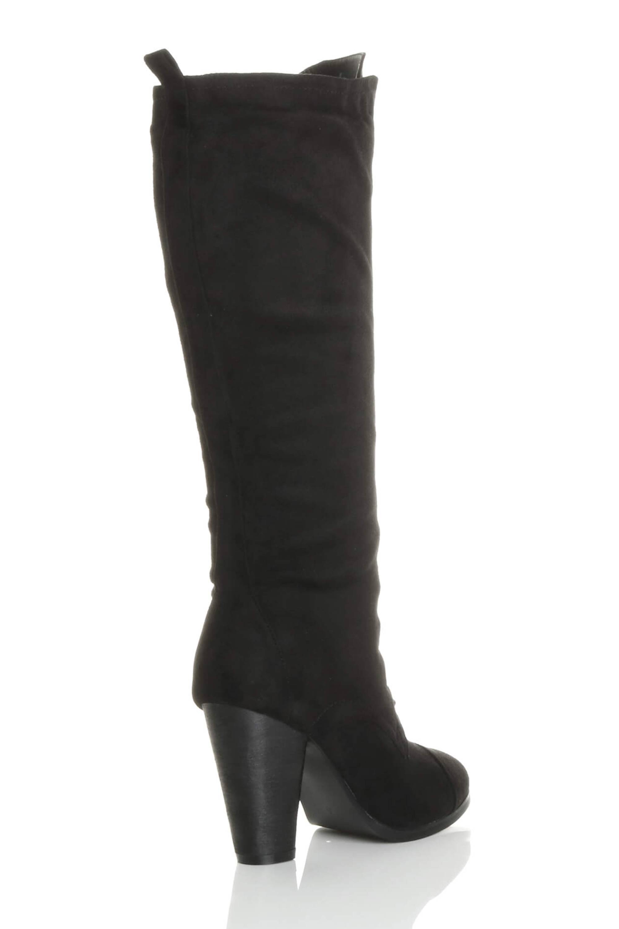 Black High Heel Lace Up Victorian Style Knee Boots, Image 4 of 6