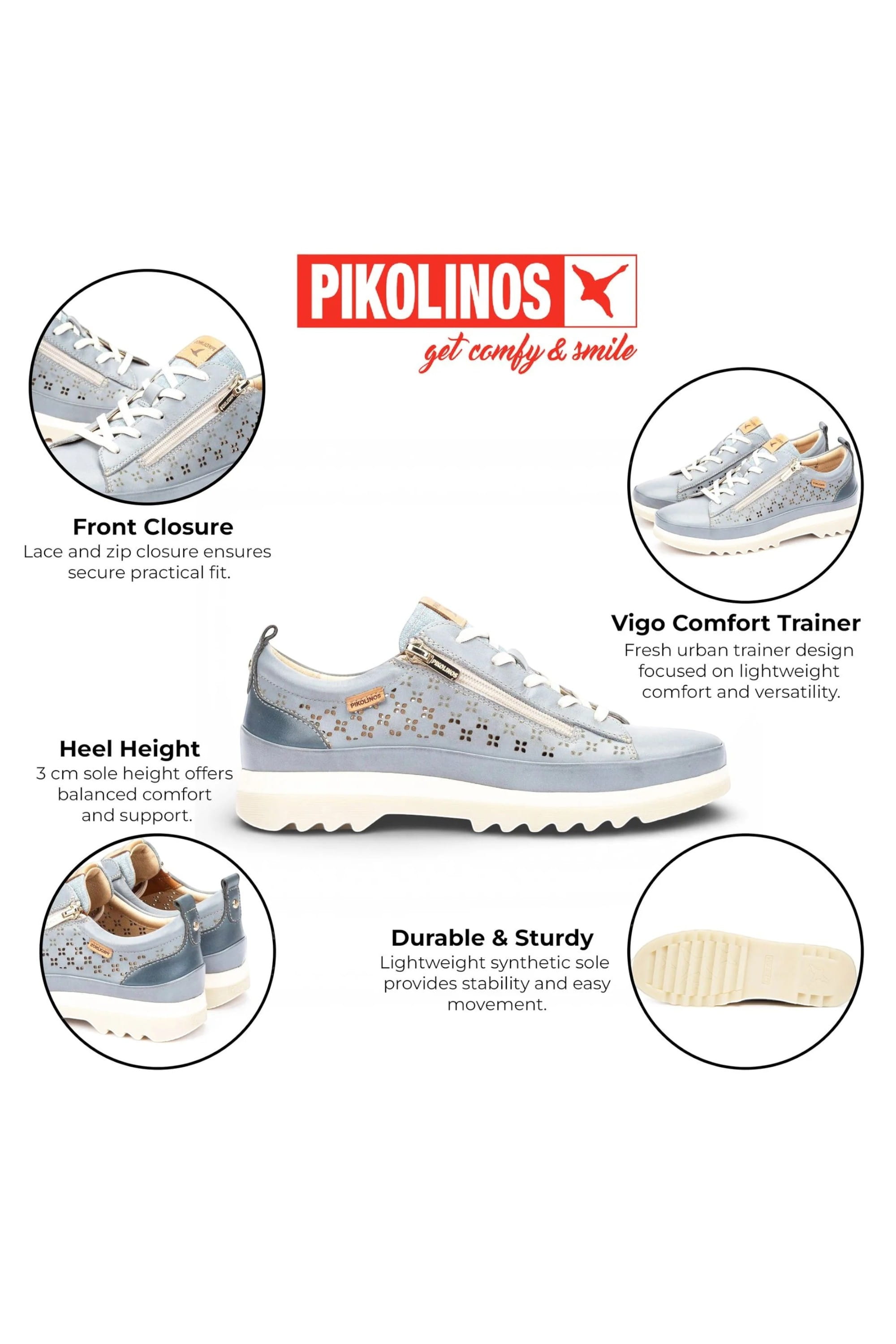 Blue Womens Zip Trainer Sneaker W3W-6841C1, Image 3 of 6