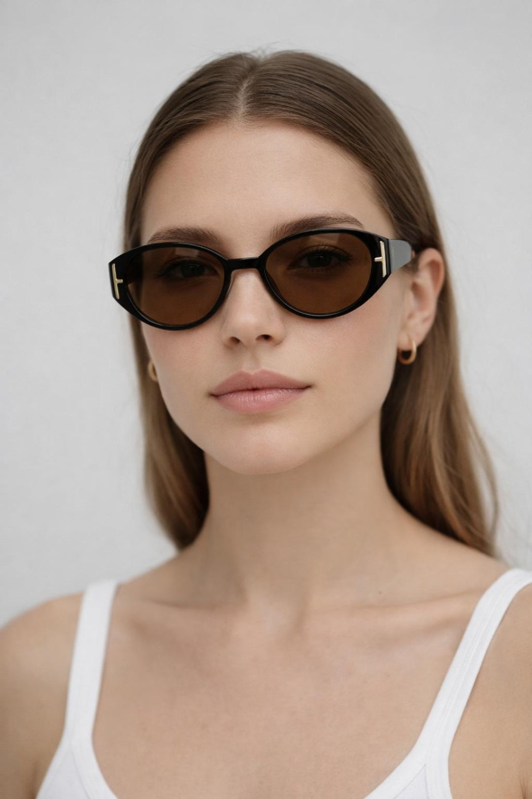 Black Round Cat Eye Detail Sunglasses In Black, Image 1 of 4