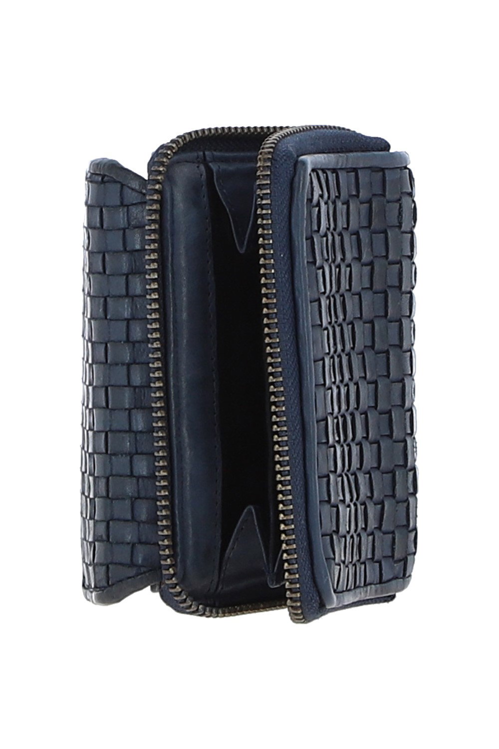 Navy Vintage Woven Leather 7 Card Purse, Image 1 of 4