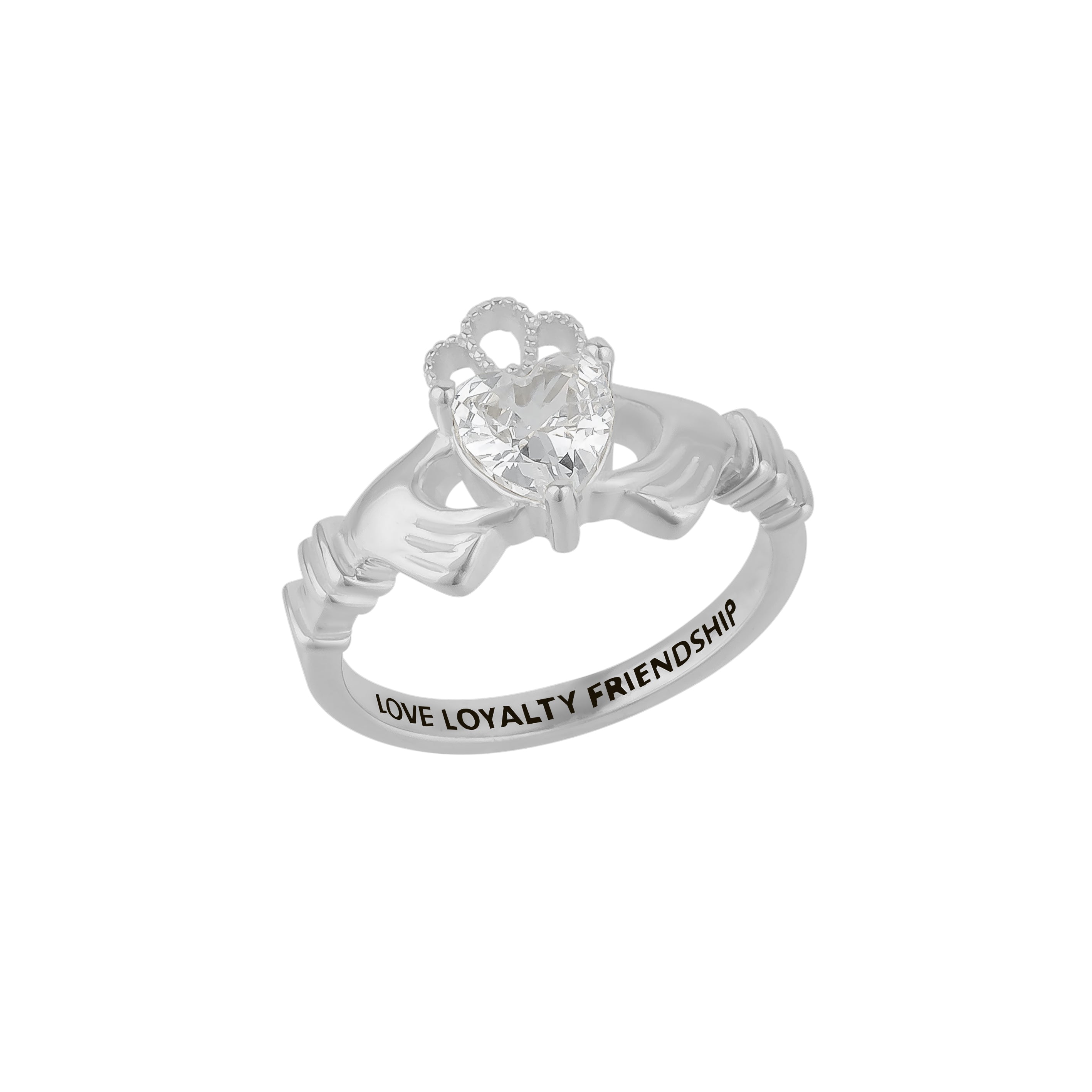 Silver Spero Silver Sterling Silver Clear Claddagh Ring, Image 1 of 5