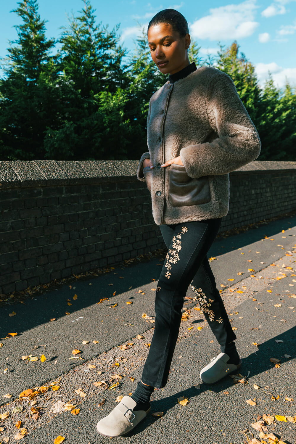 Beige Faux Fur Borg Front Pocket Jacket, Image 8 of 7