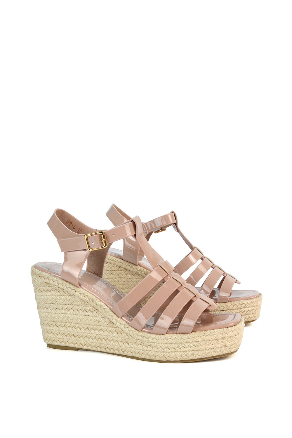 Beige 'Remi' Wedge Heel Platform Espadrille Square Toe Sandals, Image 4 of 5