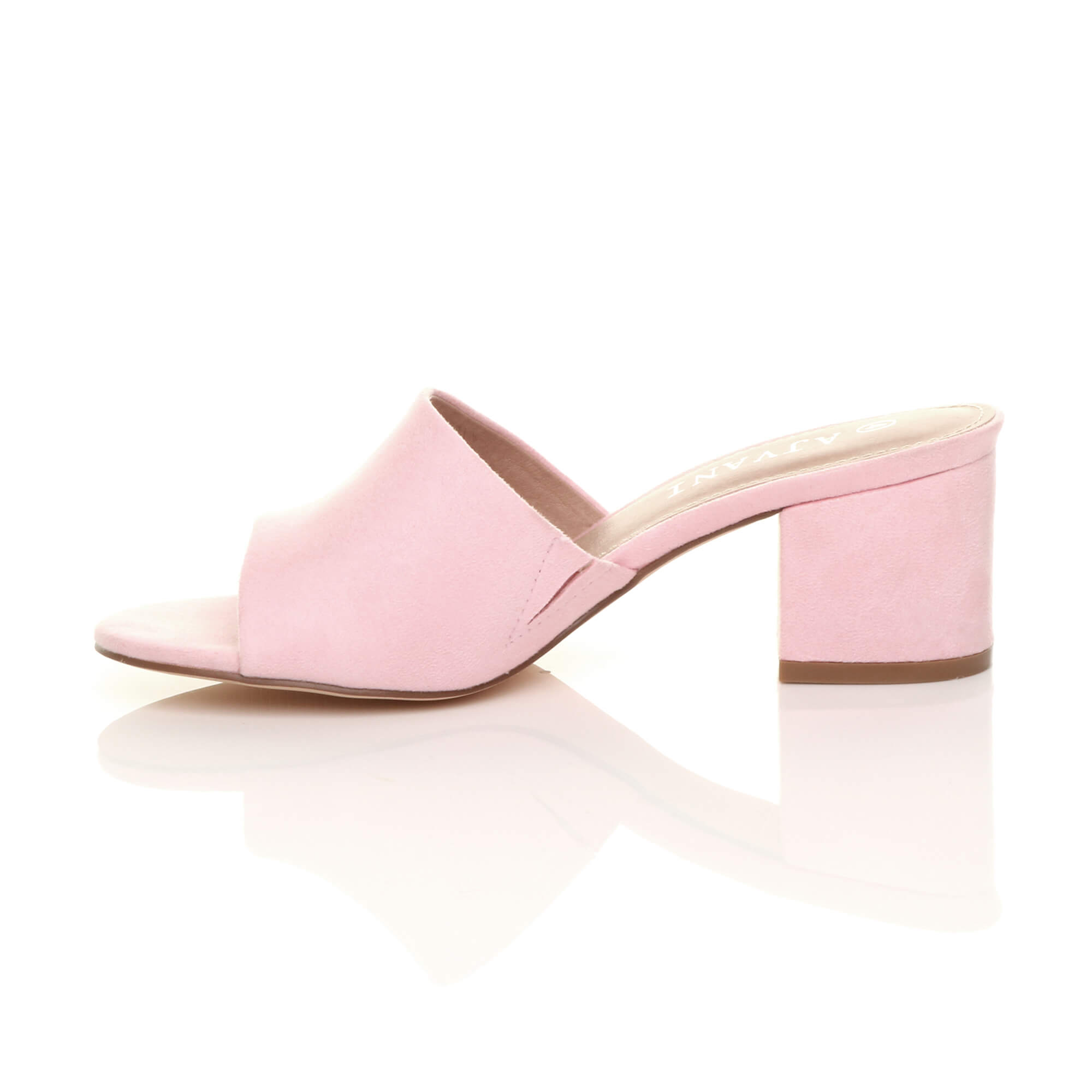 Light Pink AJVANI Light Pink Mid Block Heel Peep Toe Mules Sandals, Image 3 of 6