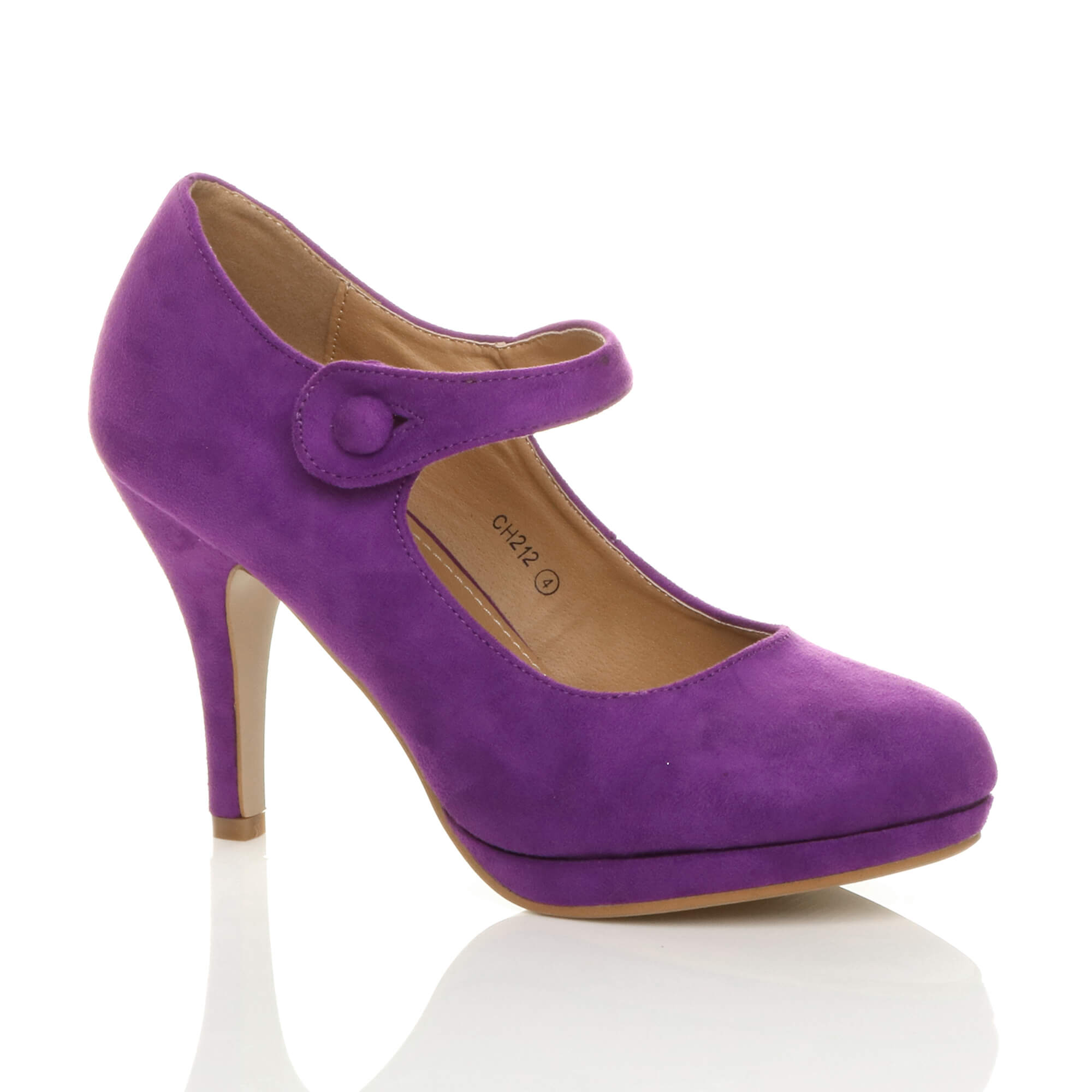 Purple High Heel Mary Jane Court Shoes