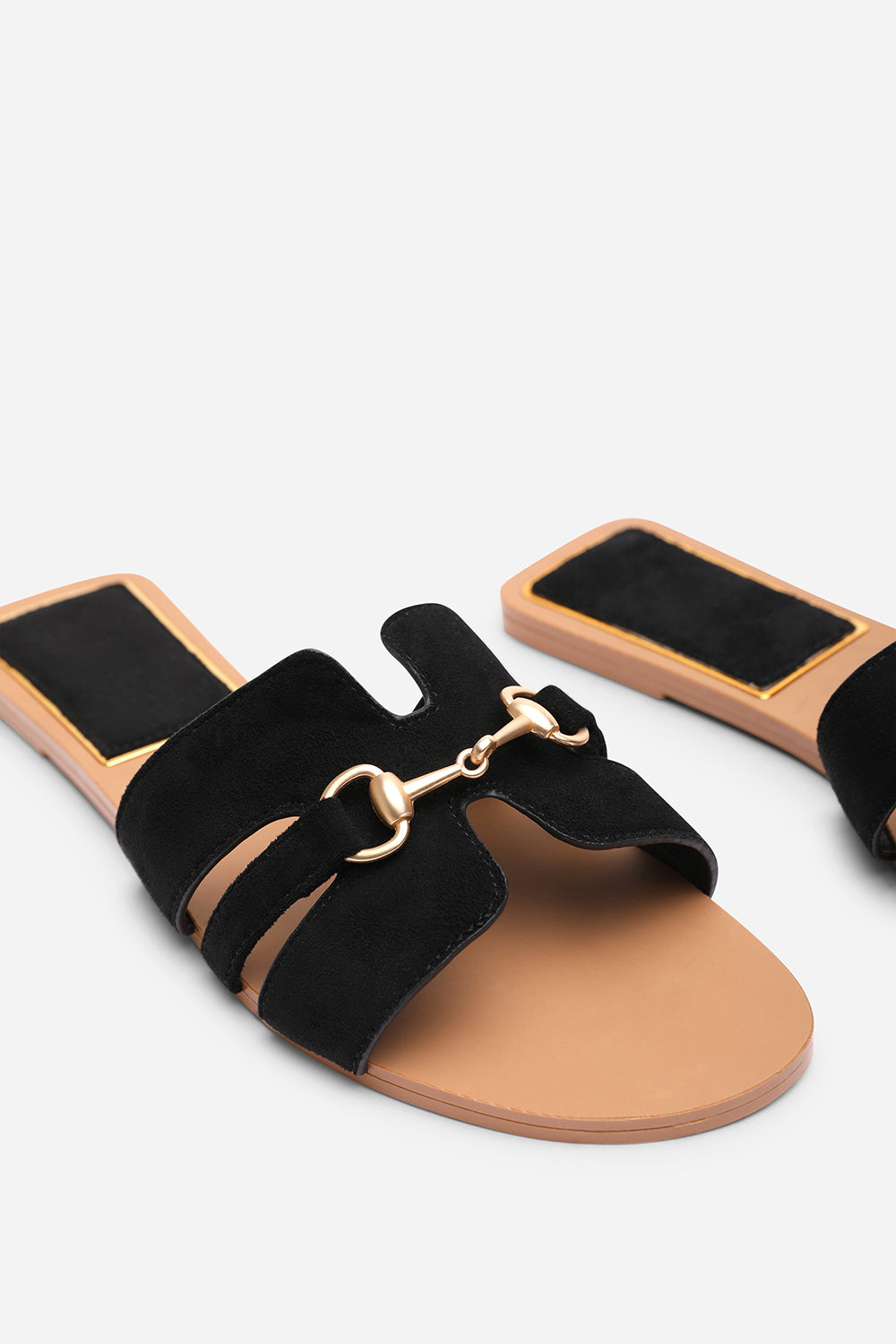 Black Dorina Embellished Slide On Sandals, Image 5 of 6