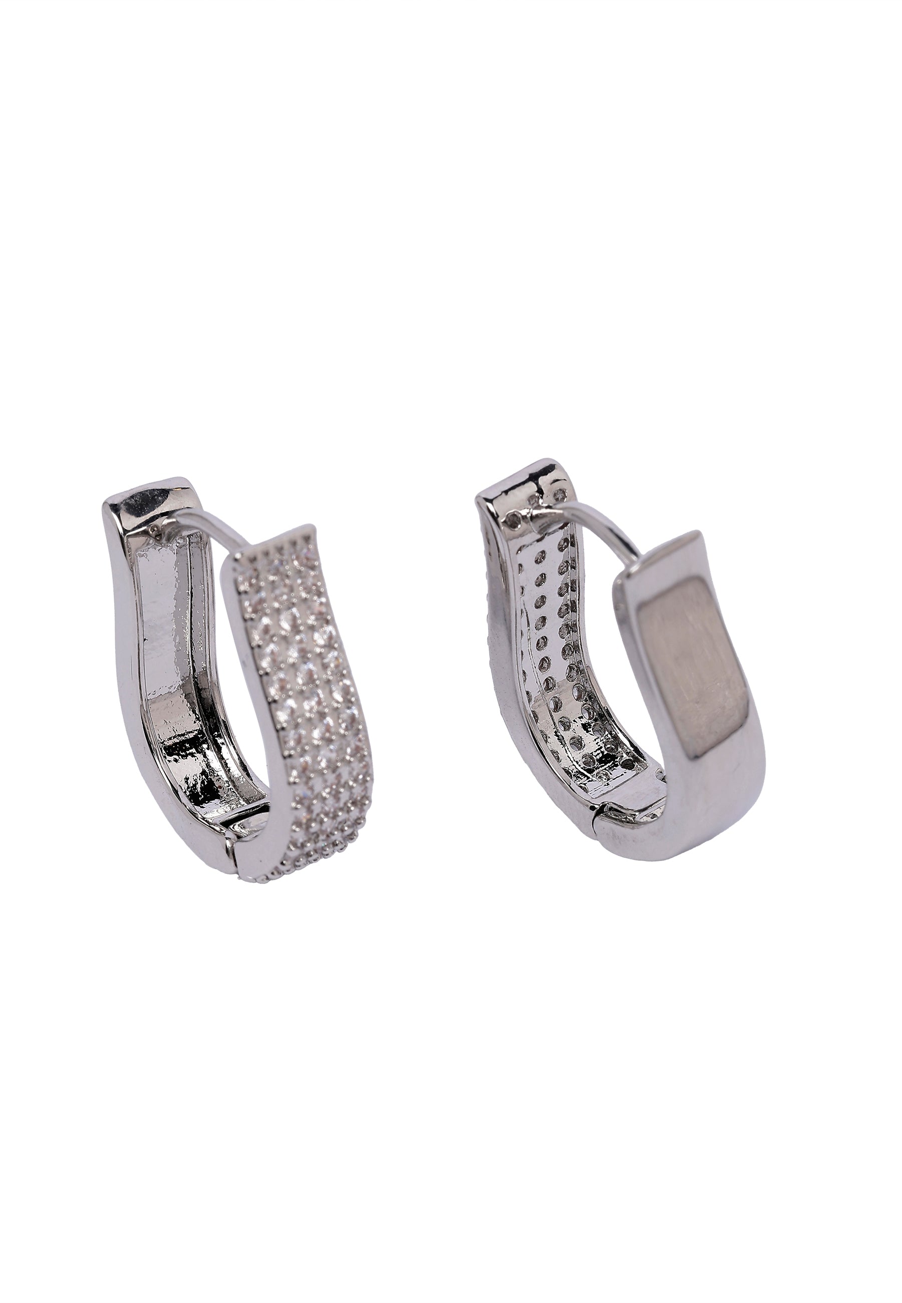 Silver Radiant Rectangle Hoop Earrings, Image 3 of 6